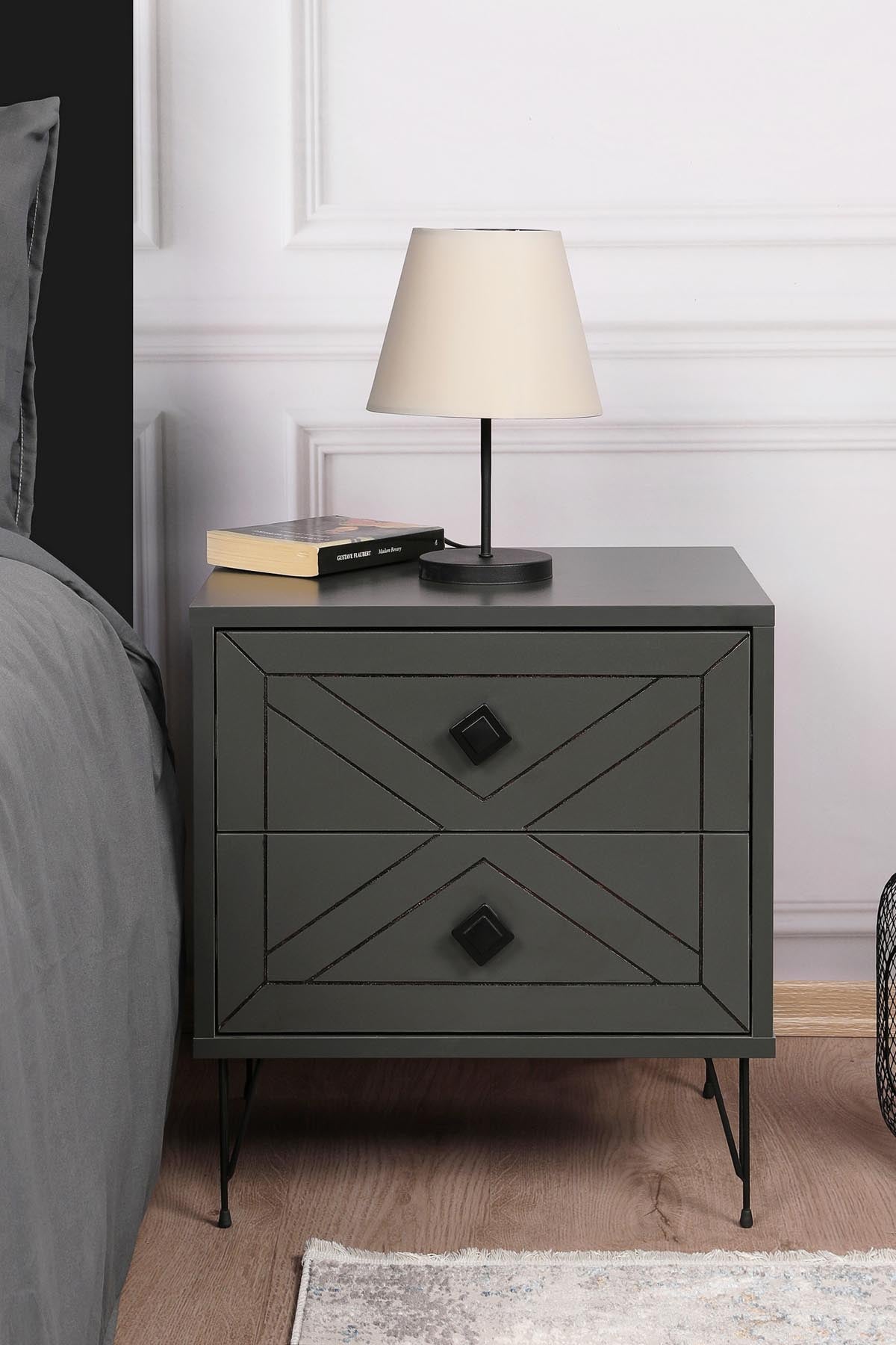 Luna - Anthracite in Anthrazit präsentiert im Onlineshop von KAQTU Design AG. Nachttisch ist von Hanah Home