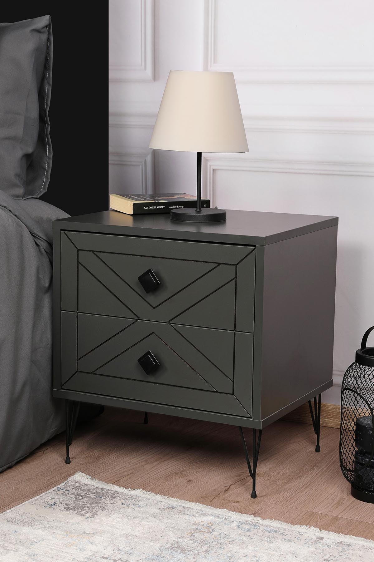 Luna - Anthracite in Anthrazit präsentiert im Onlineshop von KAQTU Design AG. Nachttisch ist von Hanah Home