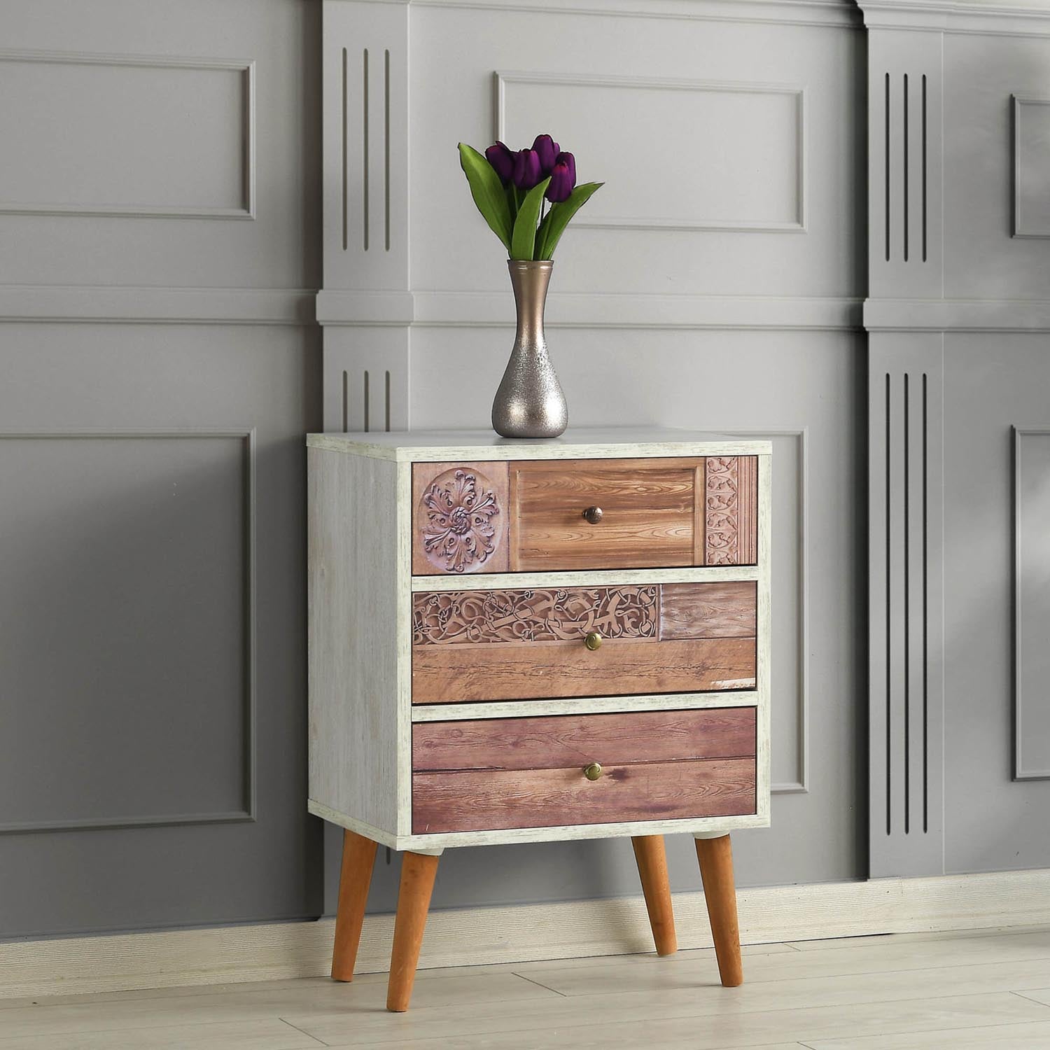 Liza in Weisser Walnuss präsentiert im Onlineshop von KAQTU Design AG. Kommode ist von Hanah Home