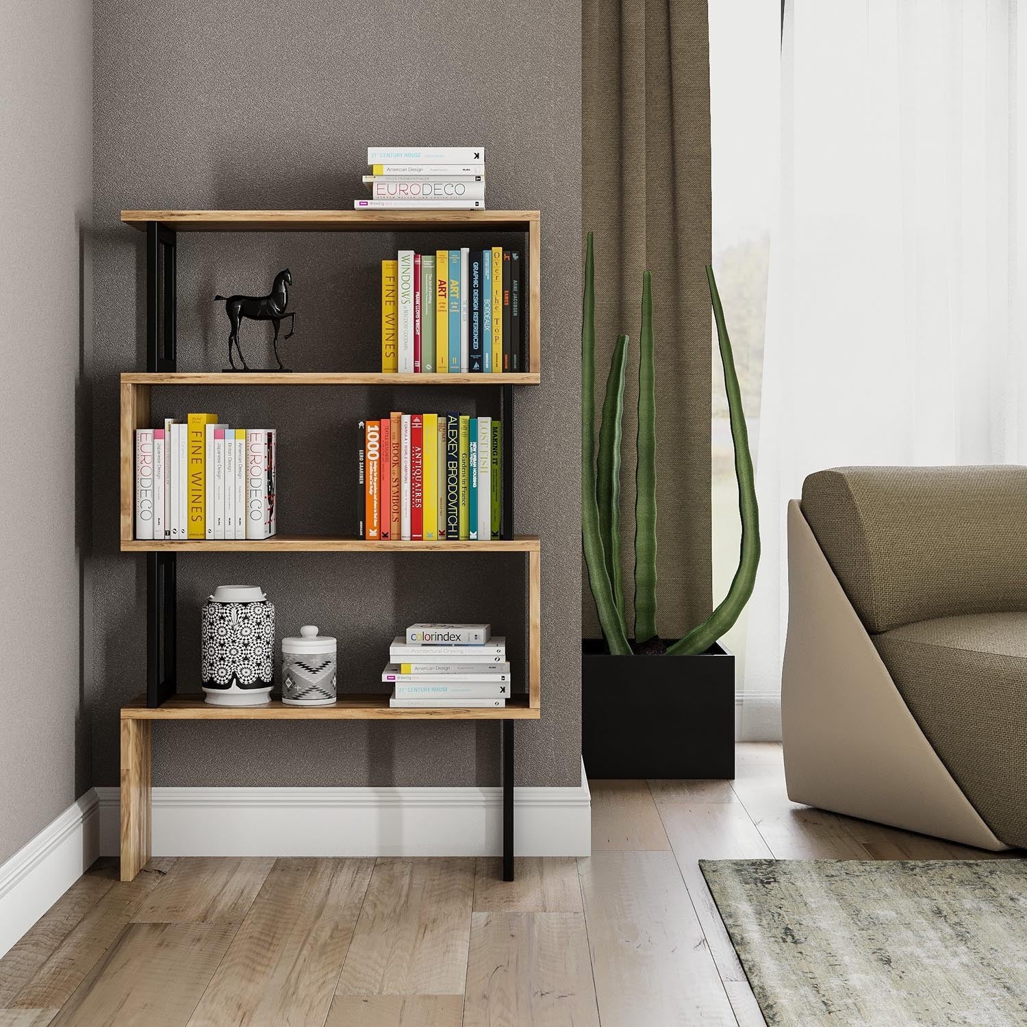 Ceylan - Walnut in Walnuss präsentiert im Onlineshop von KAQTU Design AG. Bücherregal ist von Hanah Home