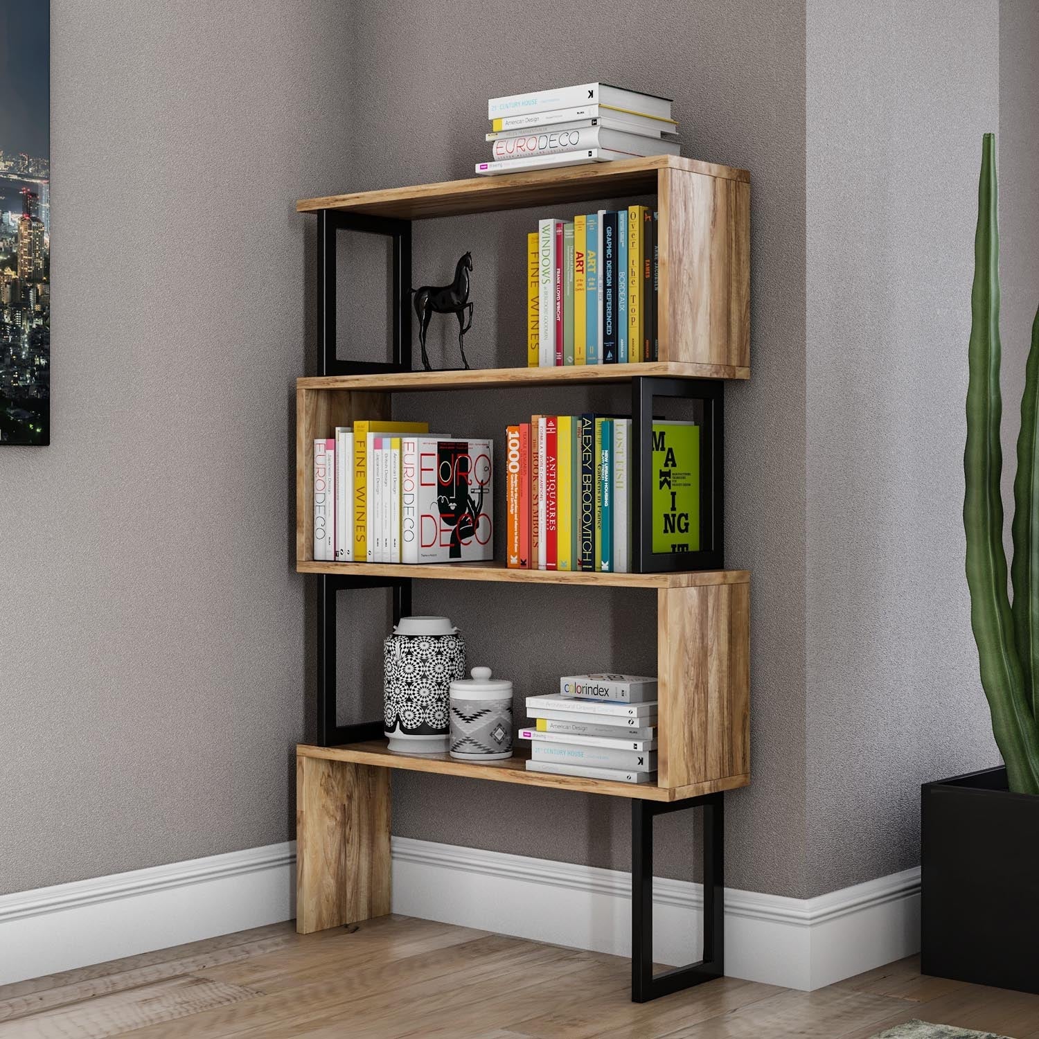 Ceylan - Walnut in Walnuss präsentiert im Onlineshop von KAQTU Design AG. Bücherregal ist von Hanah Home