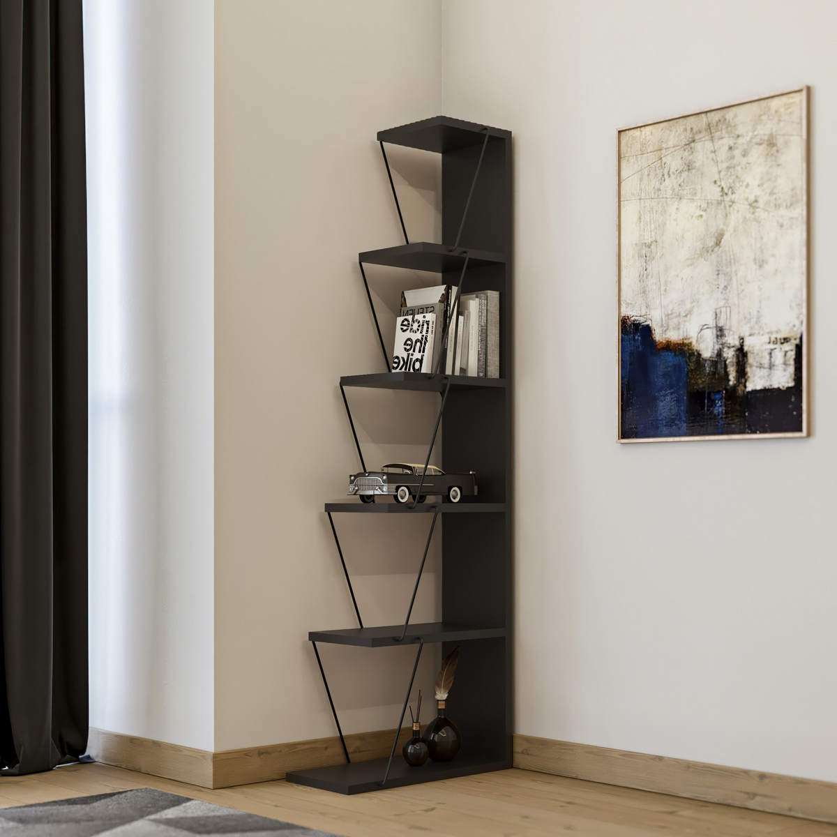 Tlos - Anthracite in Anthrazit präsentiert im Onlineshop von KAQTU Design AG. Bücherregal ist von Hanah Home