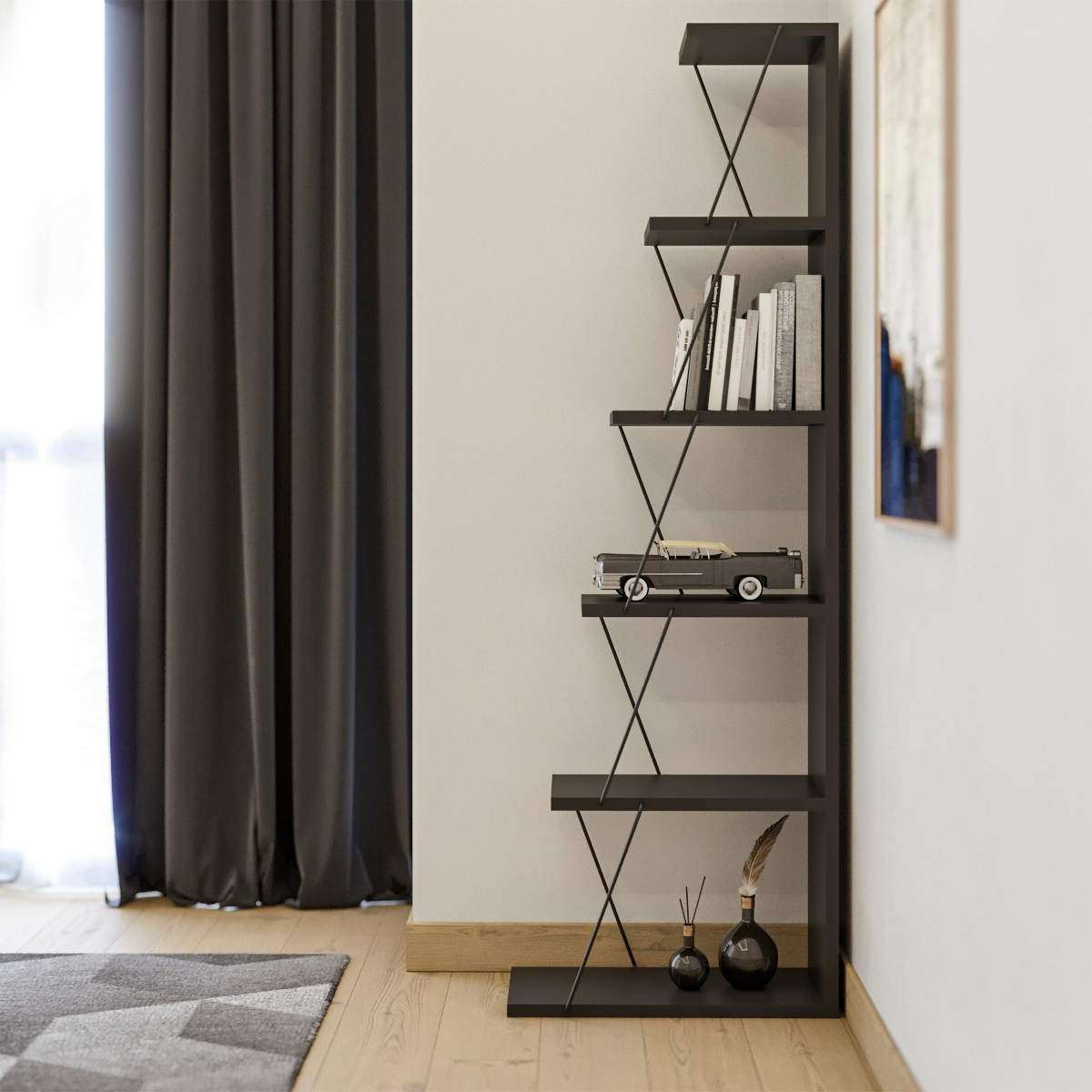 Tlos - Anthracite in Anthrazit präsentiert im Onlineshop von KAQTU Design AG. Bücherregal ist von Hanah Home