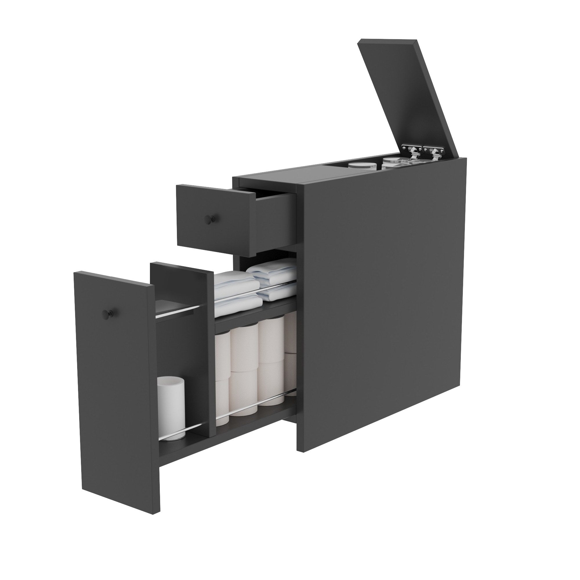 Calencia - Anthracite in Anthrazit präsentiert im Onlineshop von KAQTU Design AG. Kommode ist von Hanah Home