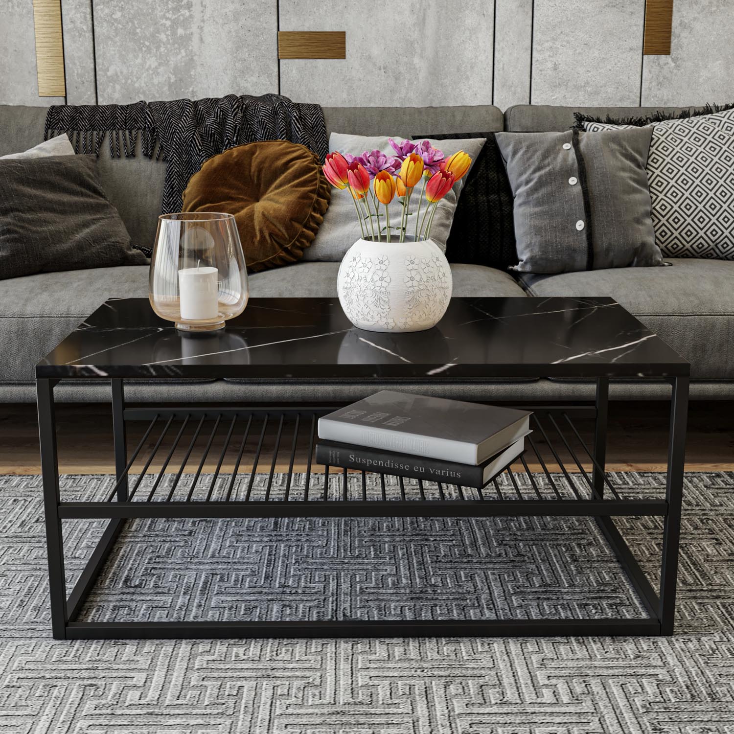 Asude - Black in Schwarz präsentiert im Onlineshop von KAQTU Design AG. Beistelltisch ist von Hanah Home