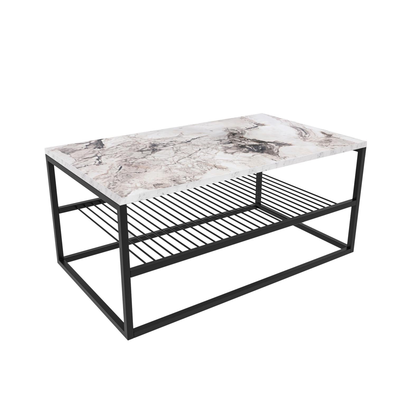 Asude - White in Weiss Schwarz präsentiert im Onlineshop von KAQTU Design AG. Beistelltisch ist von Hanah Home