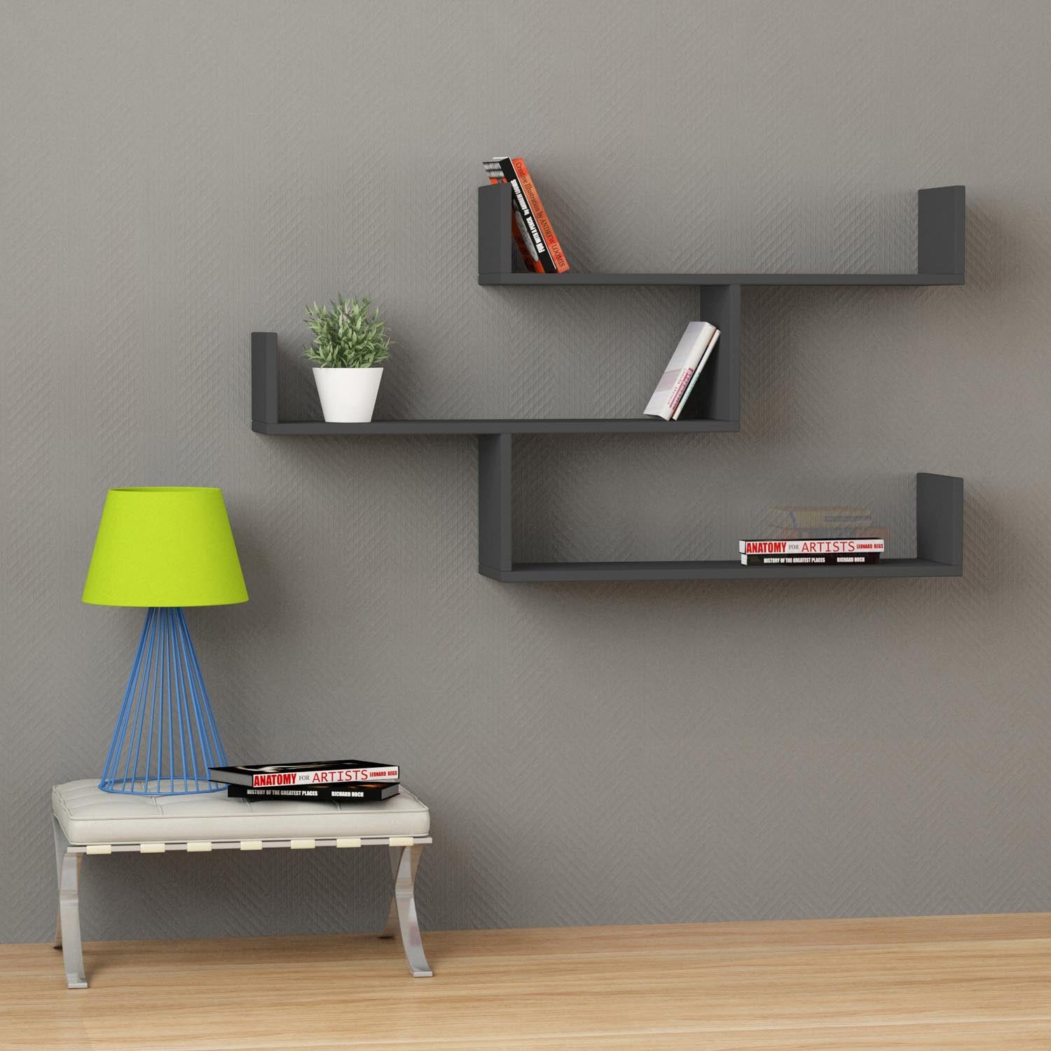 Tibet - Anthracite in Anthrazit präsentiert im Onlineshop von KAQTU Design AG. Wandregal ist von Hanah Home