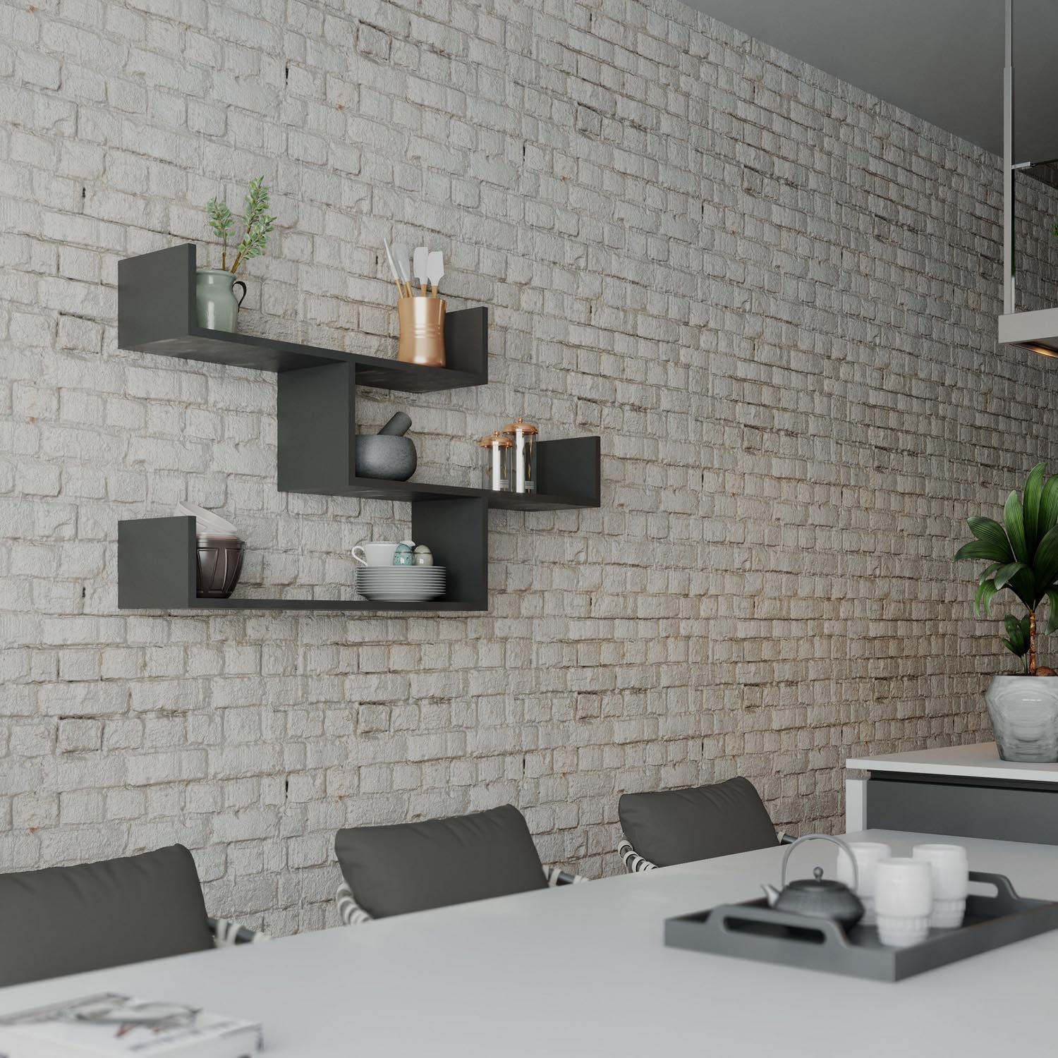 Tibet - Anthracite in Anthrazit präsentiert im Onlineshop von KAQTU Design AG. Wandregal ist von Hanah Home