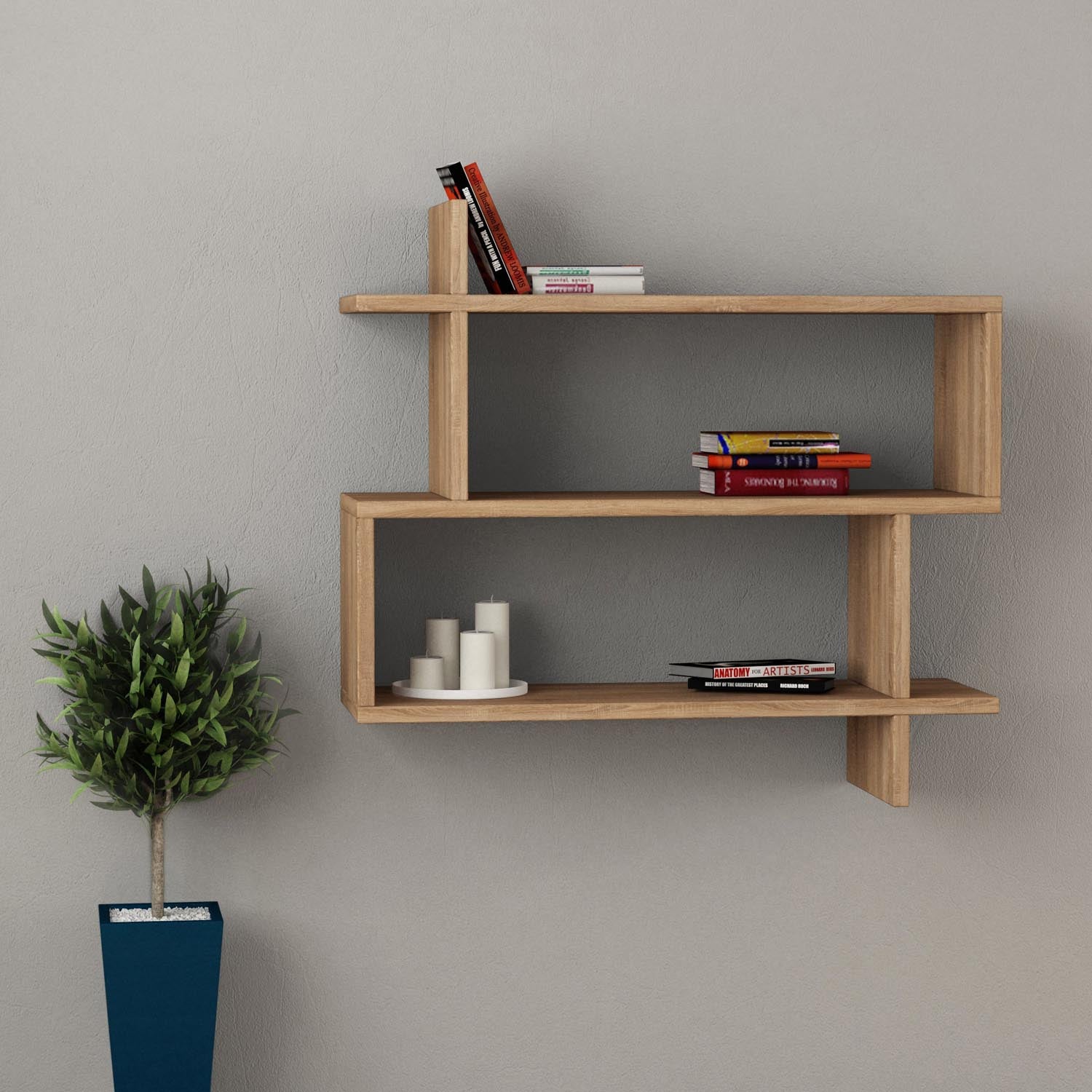 Paralel - Oak in Eiche präsentiert im Onlineshop von KAQTU Design AG. Wandregal ist von Hanah Home