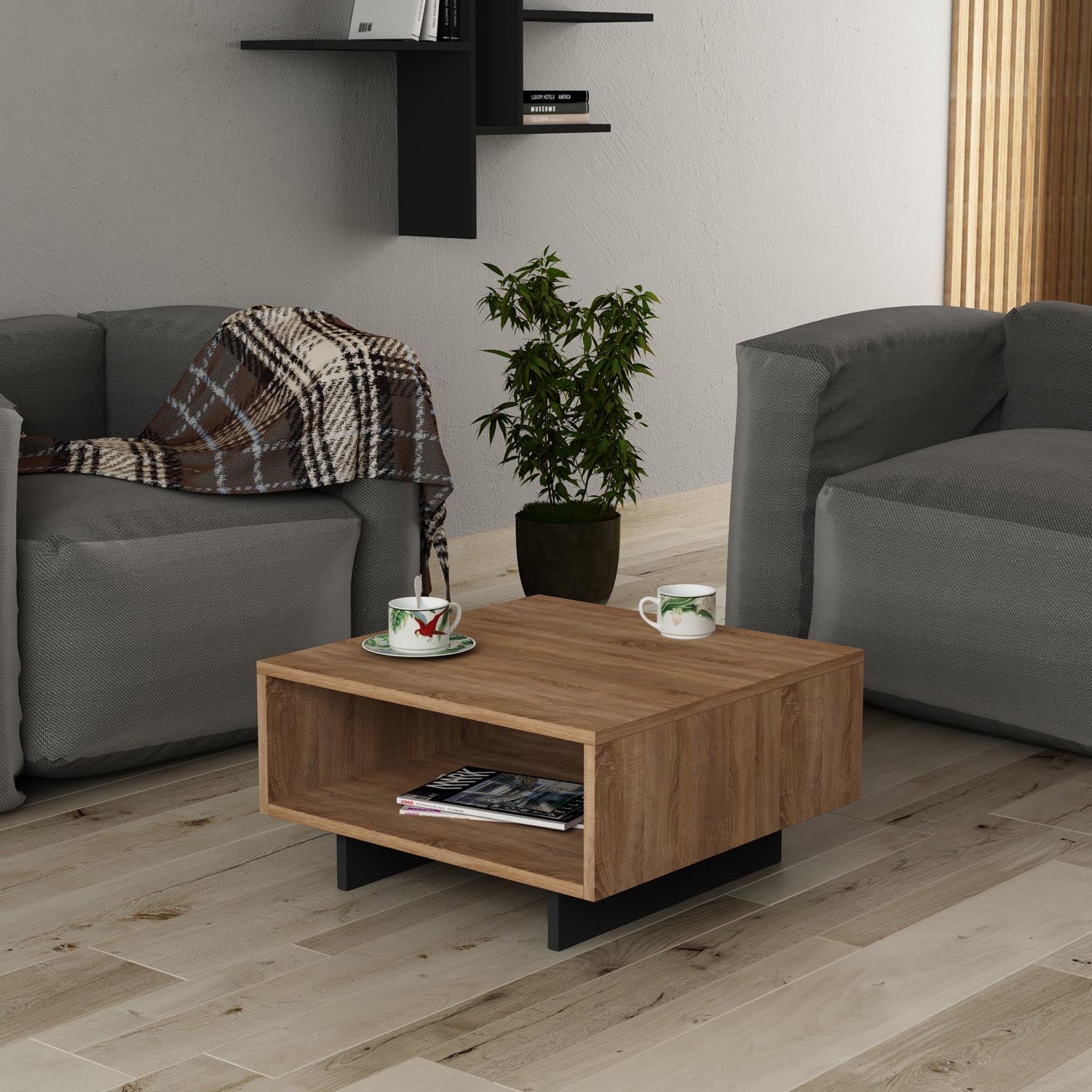 Hola - Oak, Anthracite in Eiche
 Anthrazit präsentiert im Onlineshop von KAQTU Design AG. Beistelltisch ist von Hanah Home