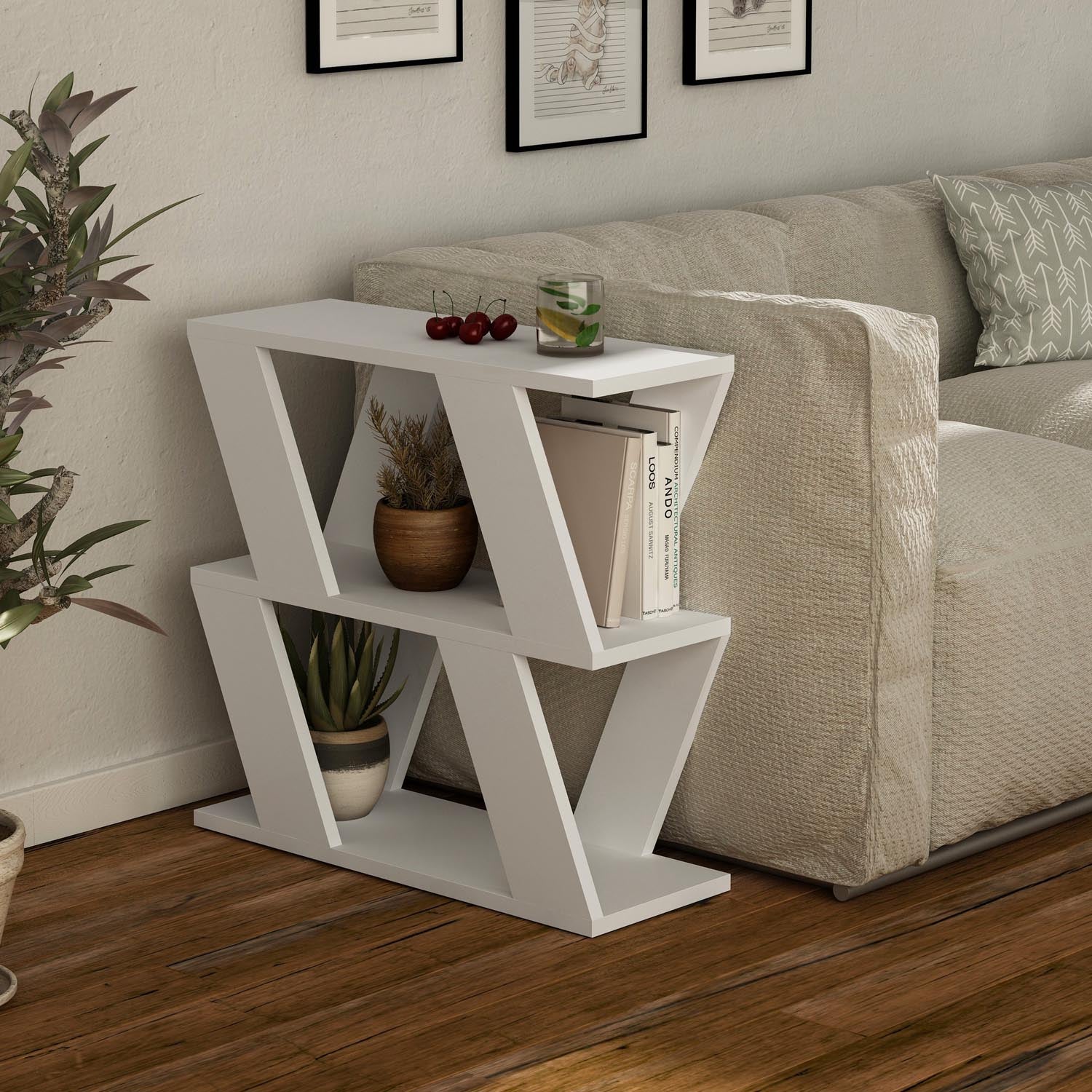 Lazena - White in Weiss präsentiert im Onlineshop von KAQTU Design AG. Beistelltisch ist von Hanah Home