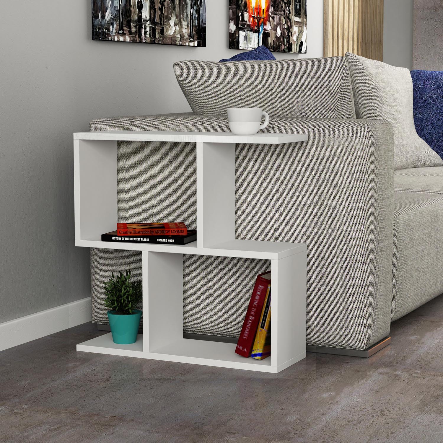 Mania - White in Weiss präsentiert im Onlineshop von KAQTU Design AG. Beistelltisch ist von Hanah Home