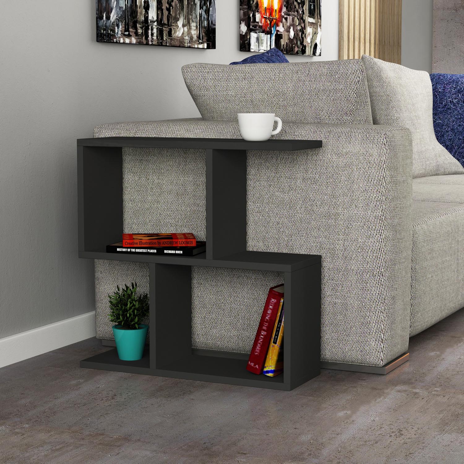 Mania - Anthracite in Anthrazit präsentiert im Onlineshop von KAQTU Design AG. Beistelltisch ist von Hanah Home