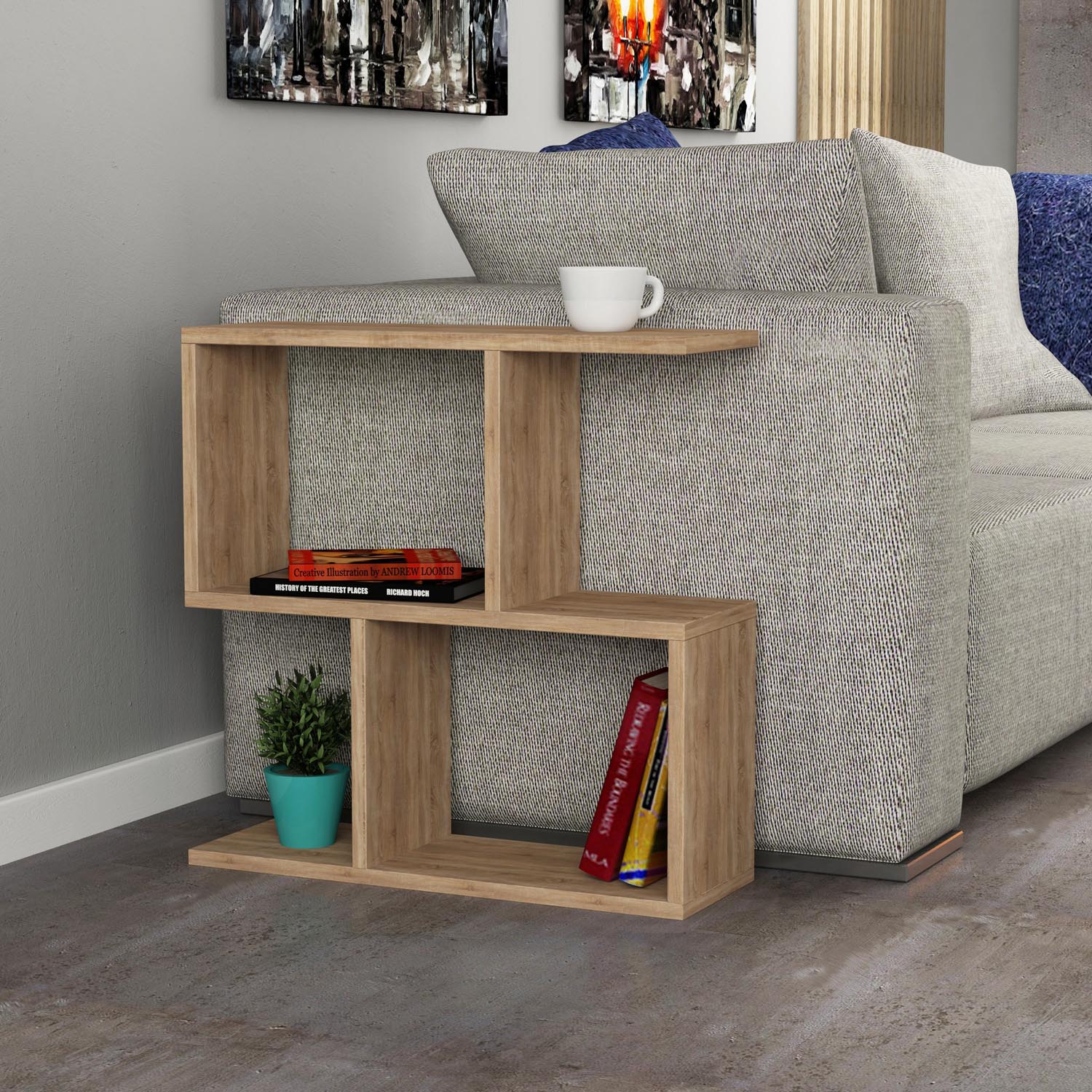 Mania - Oak in Eiche präsentiert im Onlineshop von KAQTU Design AG. Beistelltisch ist von Hanah Home