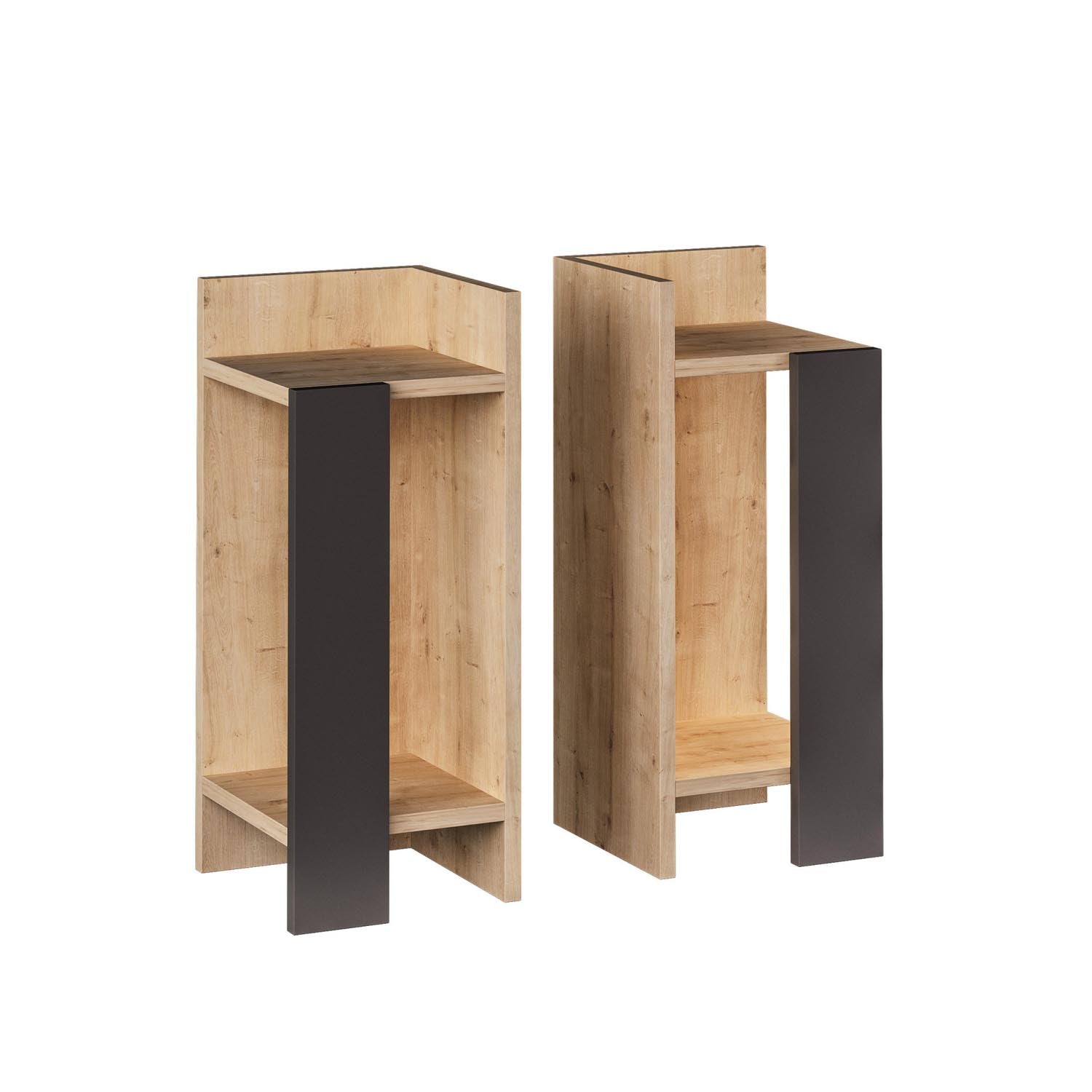 Elos - Oak, Anthracite in Eiche
 Anthrazit präsentiert im Onlineshop von KAQTU Design AG. Nachttisch ist von Hanah Home