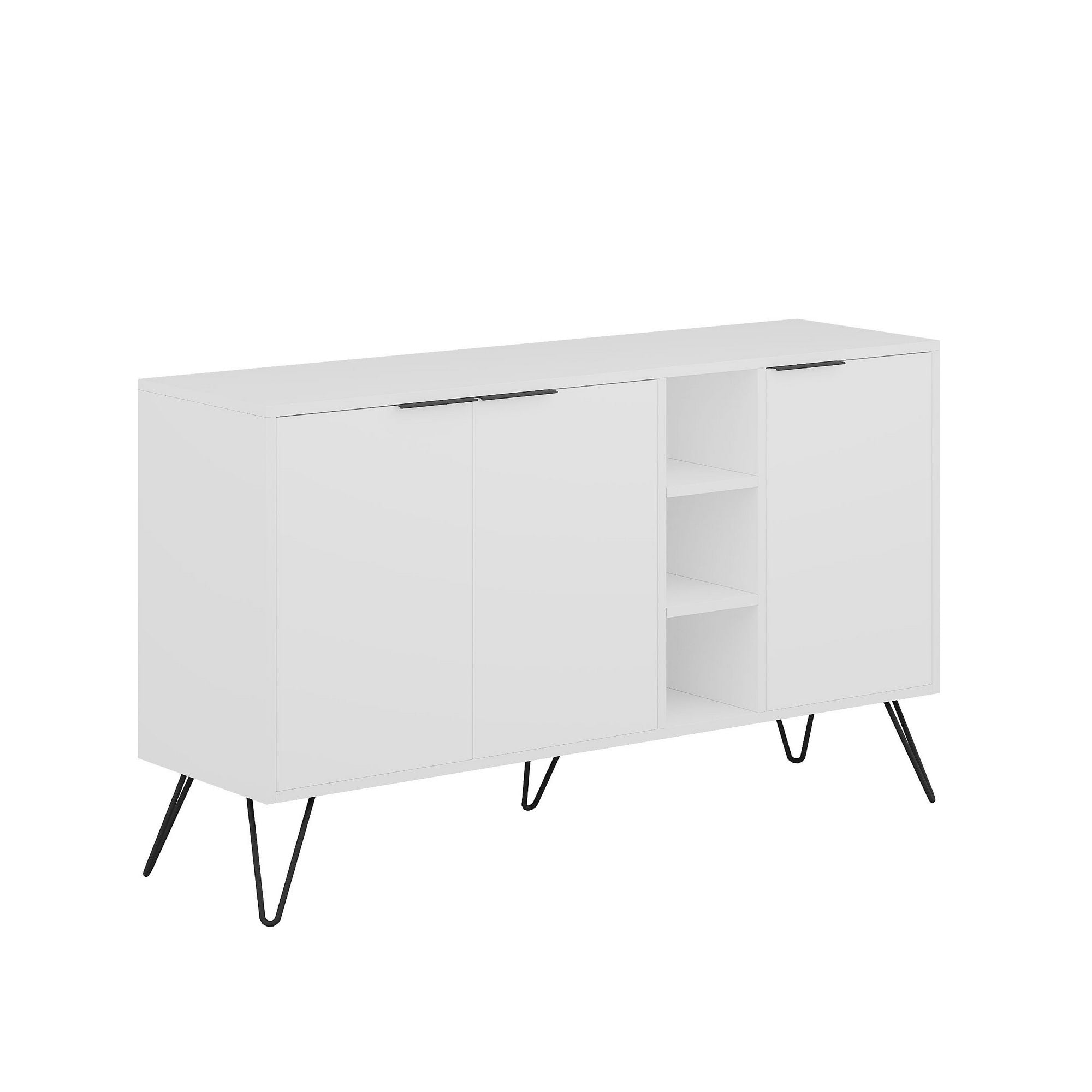 Entdecken Sie das elegante Clara High-Sideboard in Weiß von Hanah Home. Modernes Design trifft auf praktischen Stauraum und hohe Stabilität.