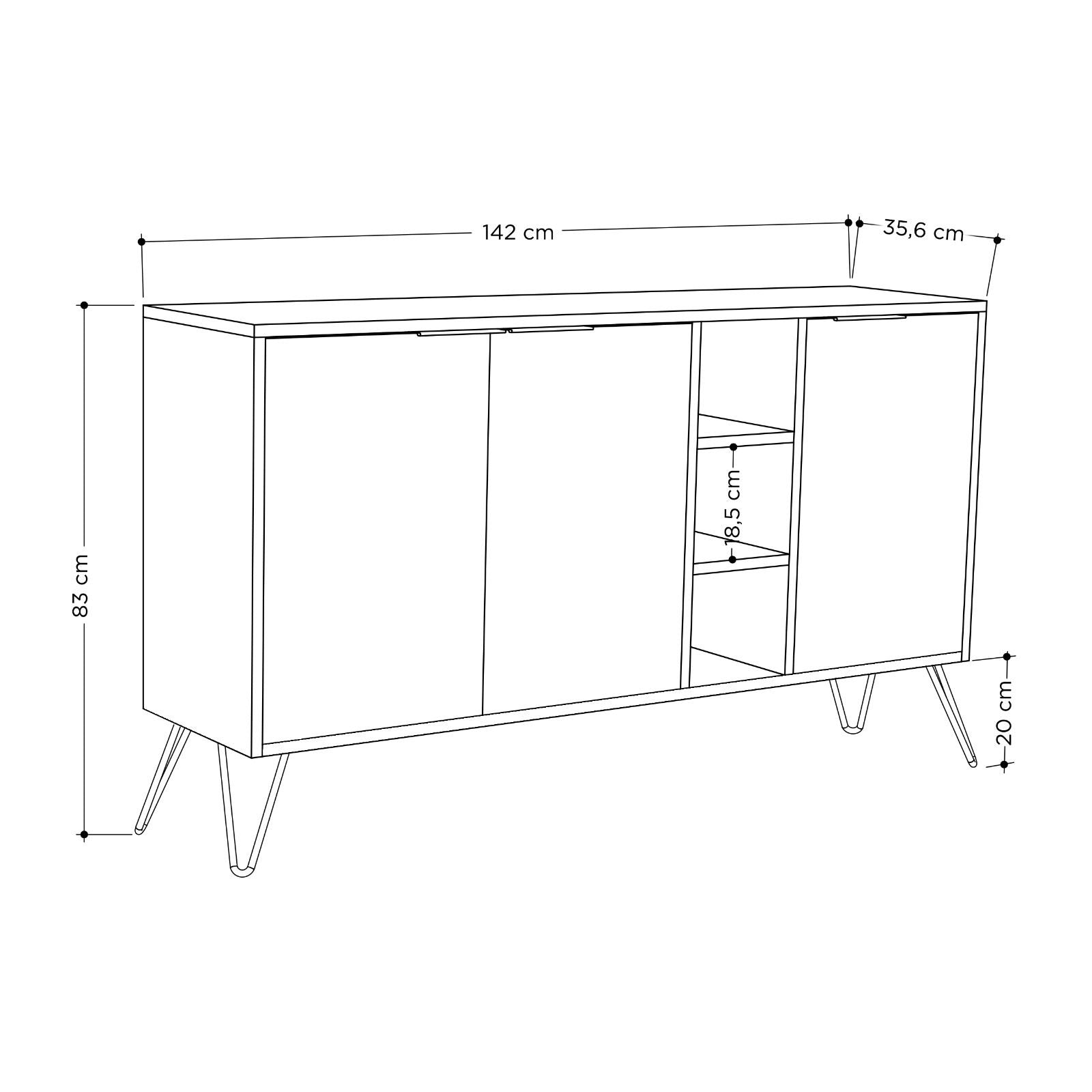 Erleben Sie das stilvolle Clara High-Sideboard in Weiß von Hanah Home. Perfekte Kombination aus modernem Design, großzügigem Stauraum und robuster Bauweise.