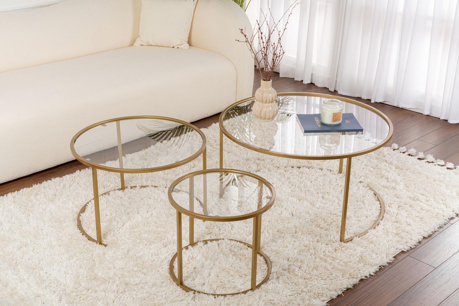 Aurum - 80, 60, 42 - Gold, Transparent in Gold Transparent präsentiert im Onlineshop von KAQTU Design AG. Beistelltisch ist von Nordure