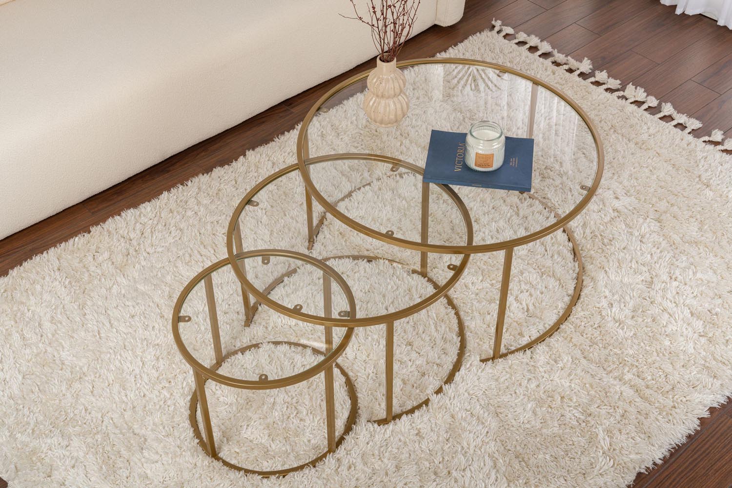 Aurum - 80, 60, 42 - Gold, Transparent in Gold Transparent präsentiert im Onlineshop von KAQTU Design AG. Beistelltisch ist von Nordure