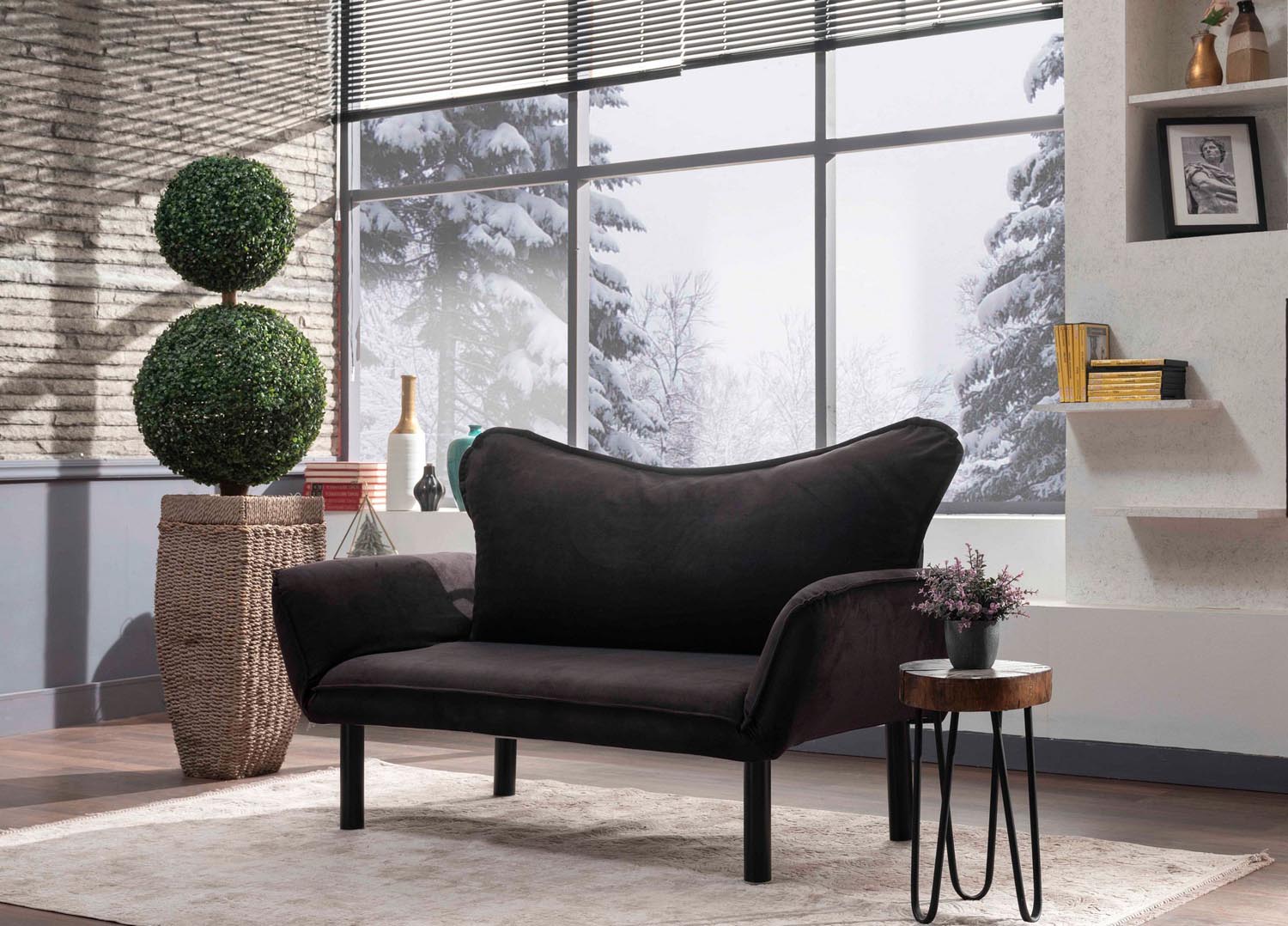 Chatto - Black in Schwarz präsentiert im Onlineshop von KAQTU Design AG. Bettsofa ist von Atelier Del Sofa