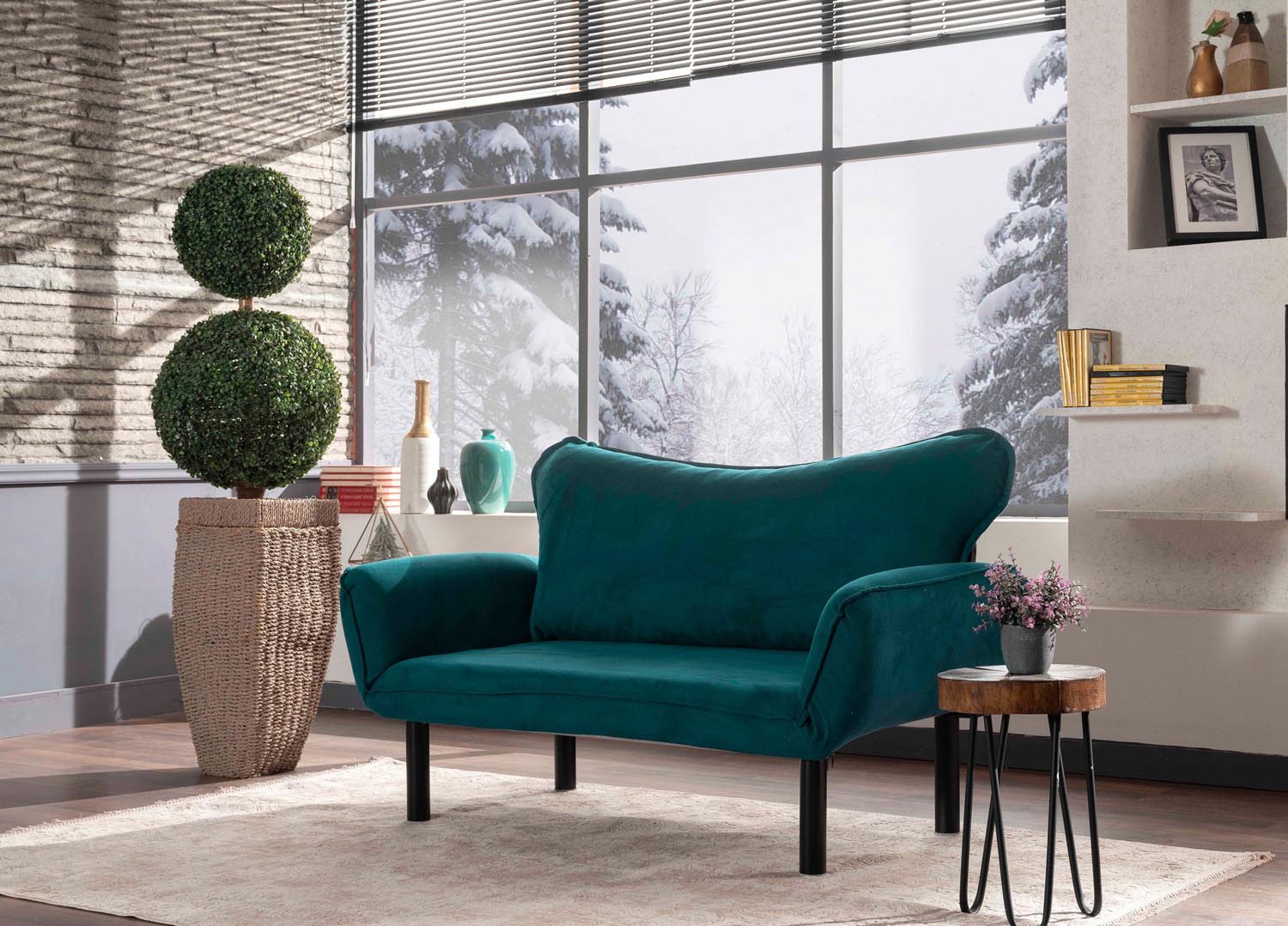 Chatto - Petrol Blue in Petrol Blau präsentiert im Onlineshop von KAQTU Design AG. Bettsofa ist von Atelier Del Sofa