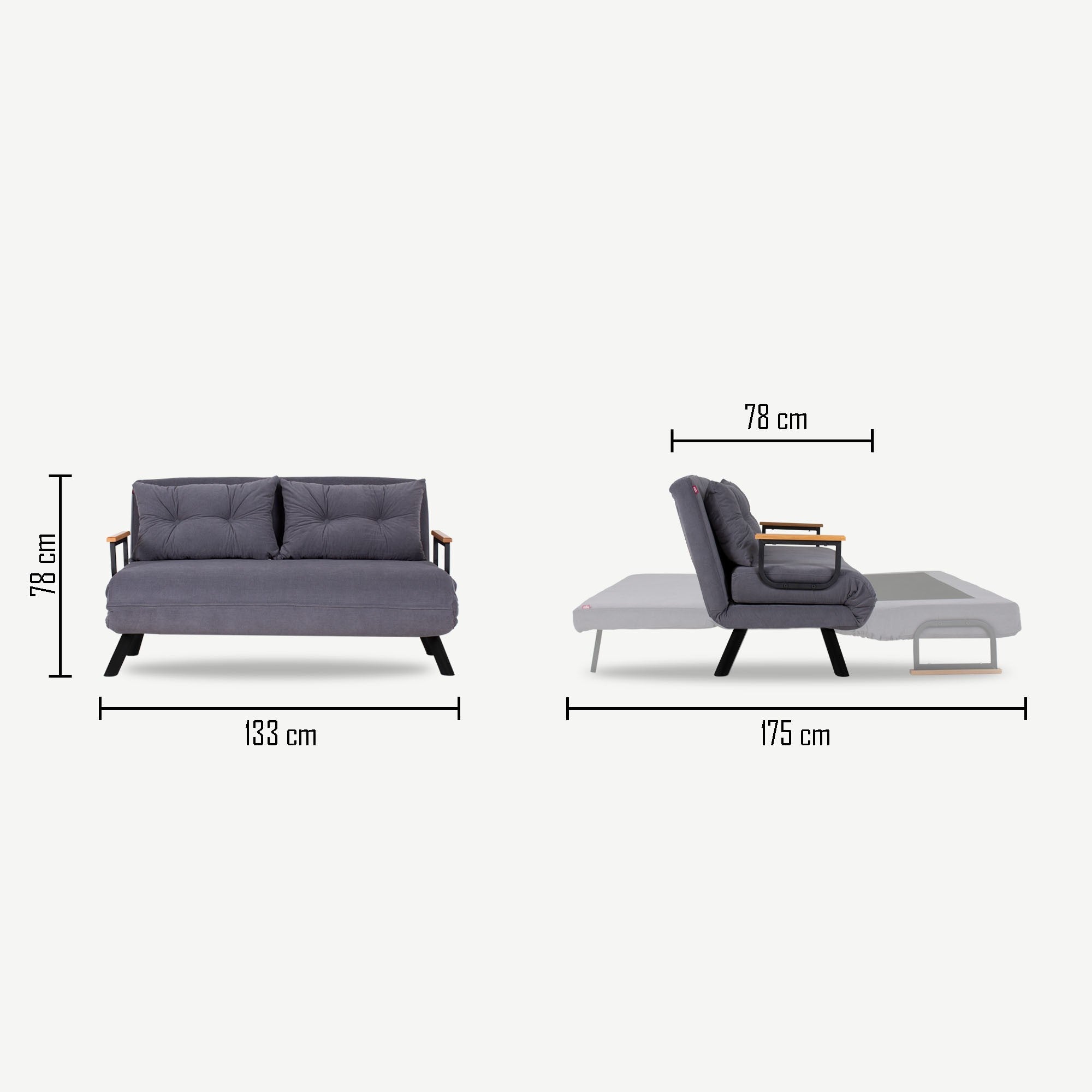 Sando 2-Seater - Grey in Grau präsentiert im Onlineshop von KAQTU Design AG. Bettsofa ist von Atelier Del Sofa