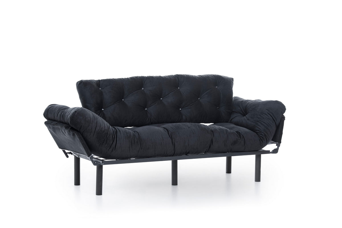 Nitta Triple Bettsofa - Schwarz in Schwarz präsentiert im Onlineshop von KAQTU Design AG. Bettsofa ist von Atelier Del Sofa