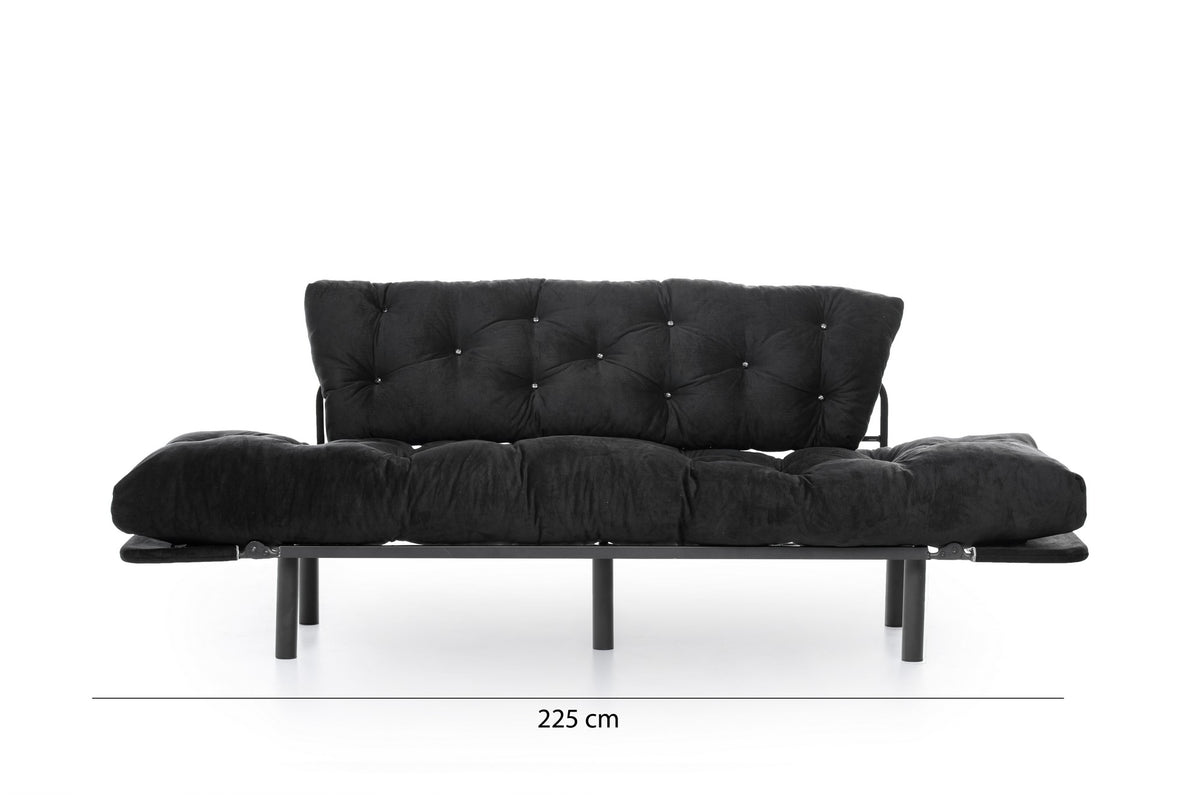 Nitta Triple Bettsofa - Schwarz in Schwarz präsentiert im Onlineshop von KAQTU Design AG. Bettsofa ist von Atelier Del Sofa