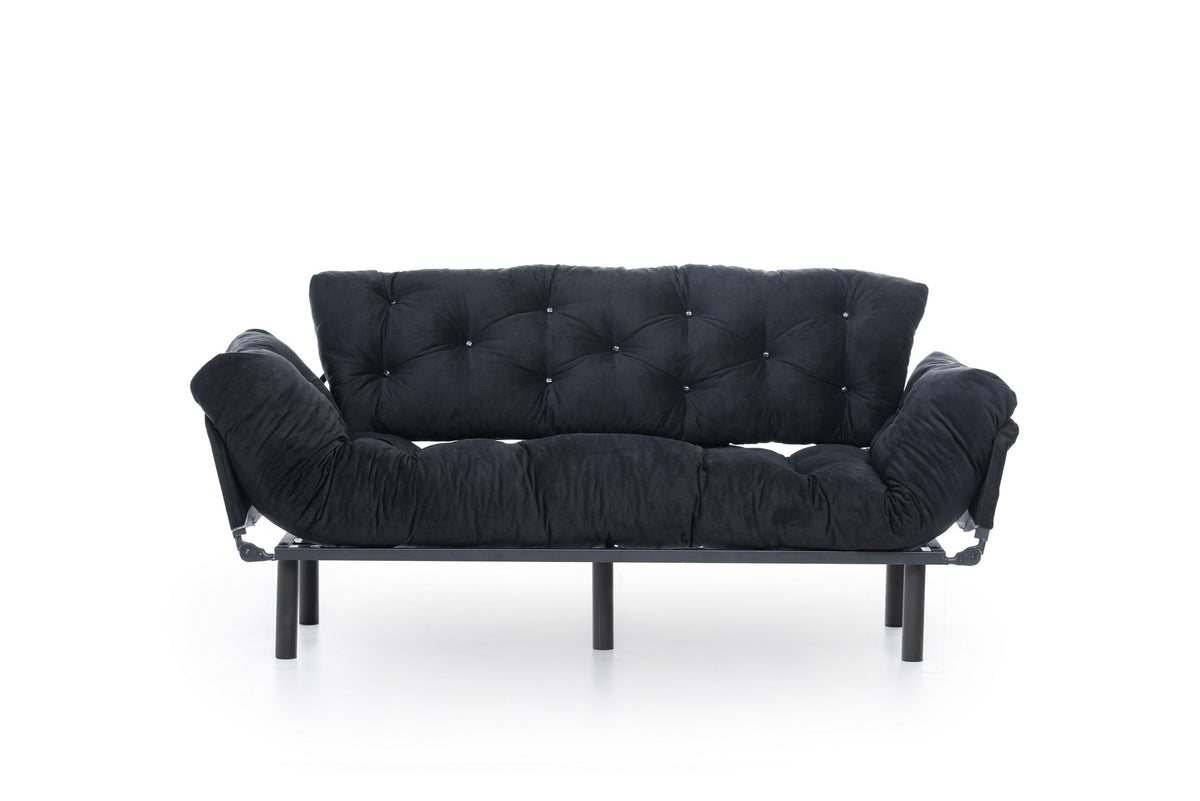 Nitta Triple Bettsofa - Schwarz in Schwarz präsentiert im Onlineshop von KAQTU Design AG. Bettsofa ist von Atelier Del Sofa