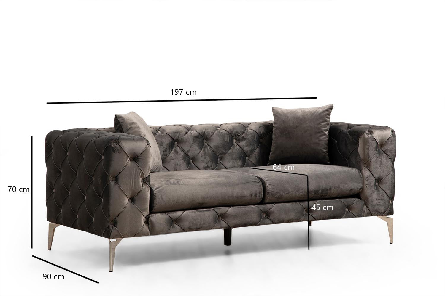 Como 2 Seater - Anthracite in Anthrazit präsentiert im Onlineshop von KAQTU Design AG. 2er Sofa ist von Atelier Del Sofa