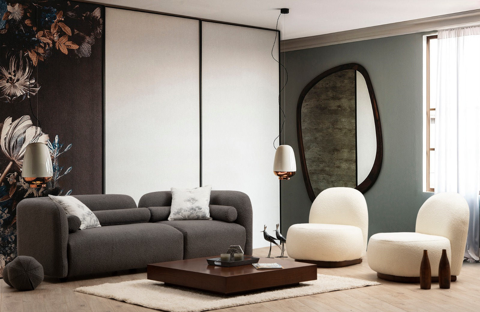 Victoria Grey Bouclette in Grau präsentiert im Onlineshop von KAQTU Design AG. 3er Sofa ist von Atelier Del Sofa