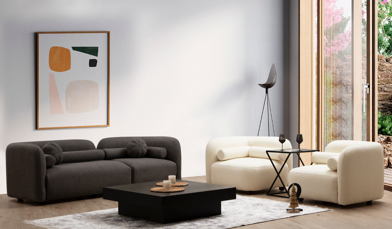 Victoria Grey Bouclette in Grau präsentiert im Onlineshop von KAQTU Design AG. 3er Sofa ist von Atelier Del Sofa