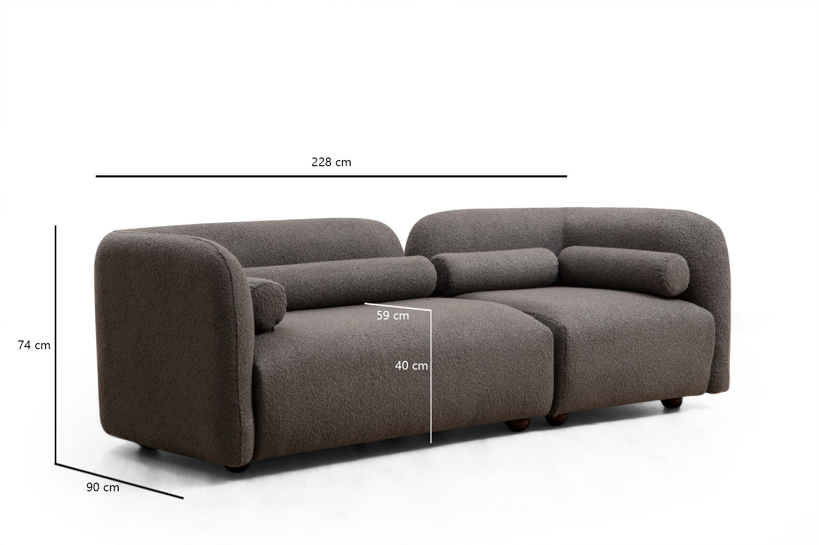 Victoria Grey Bouclette in Grau präsentiert im Onlineshop von KAQTU Design AG. 3er Sofa ist von Atelier Del Sofa