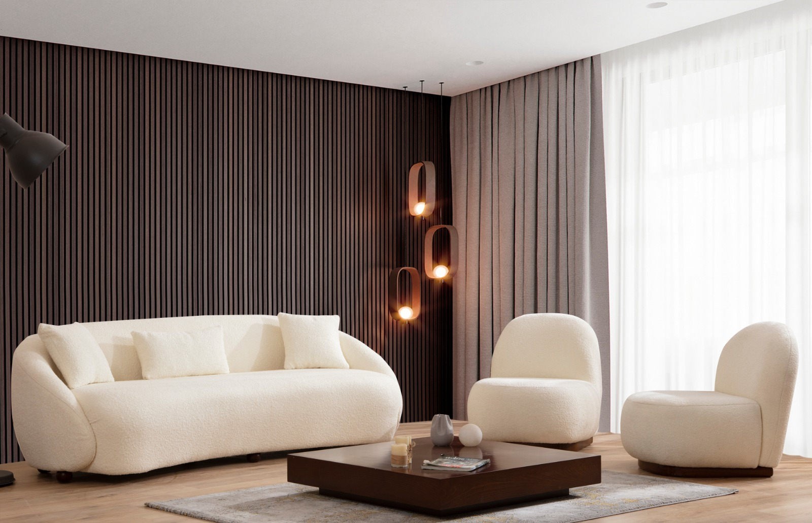 Napoli Cream Bouclette in Sahne präsentiert im Onlineshop von KAQTU Design AG. 3er Sofa ist von Atelier Del Sofa