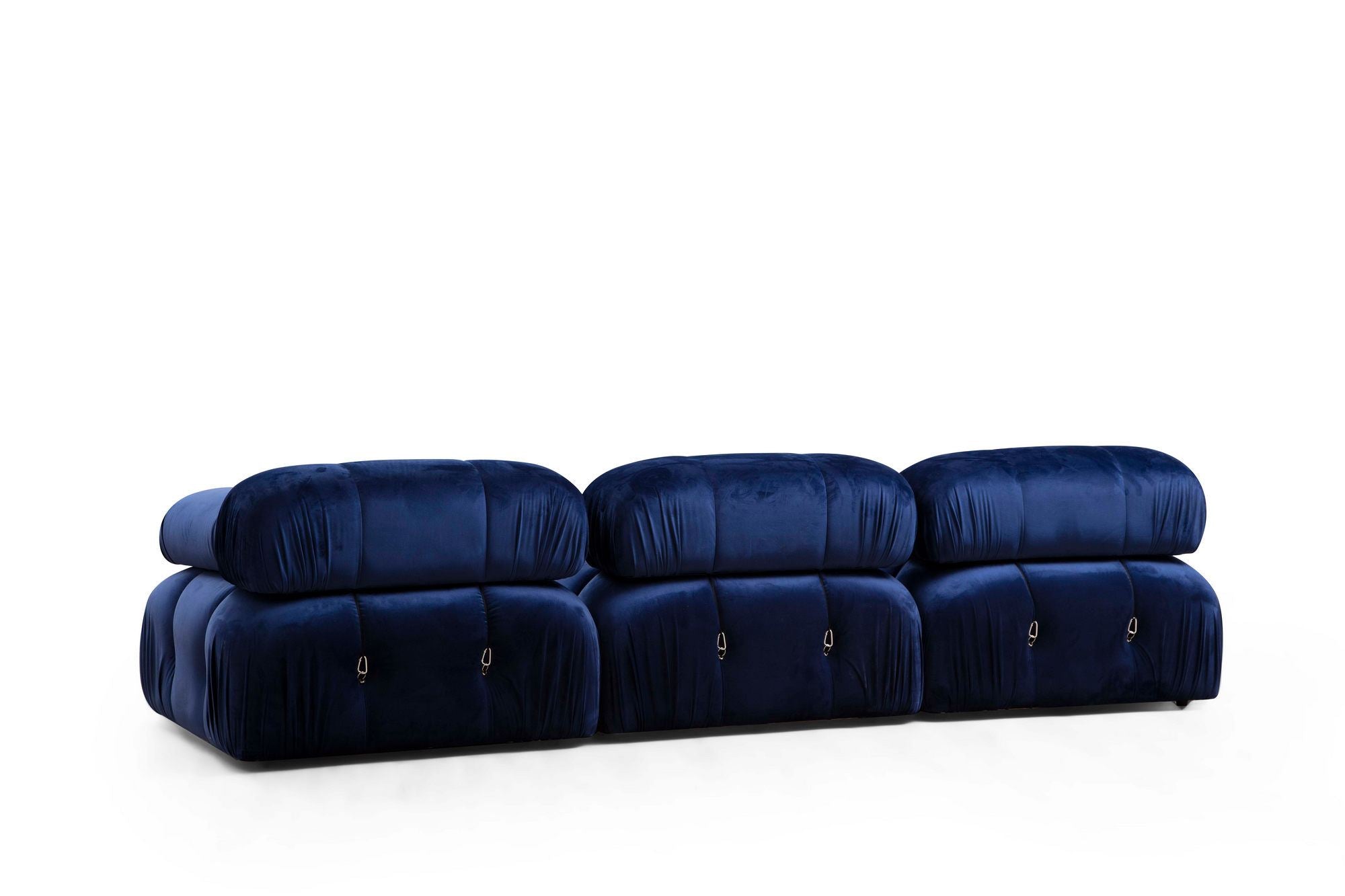 Bubble Velvet Blue L1-O1-1R-PUF in Samtblau präsentiert im Onlineshop von KAQTU Design AG. Ecksofa ist von Atelier Del Sofa