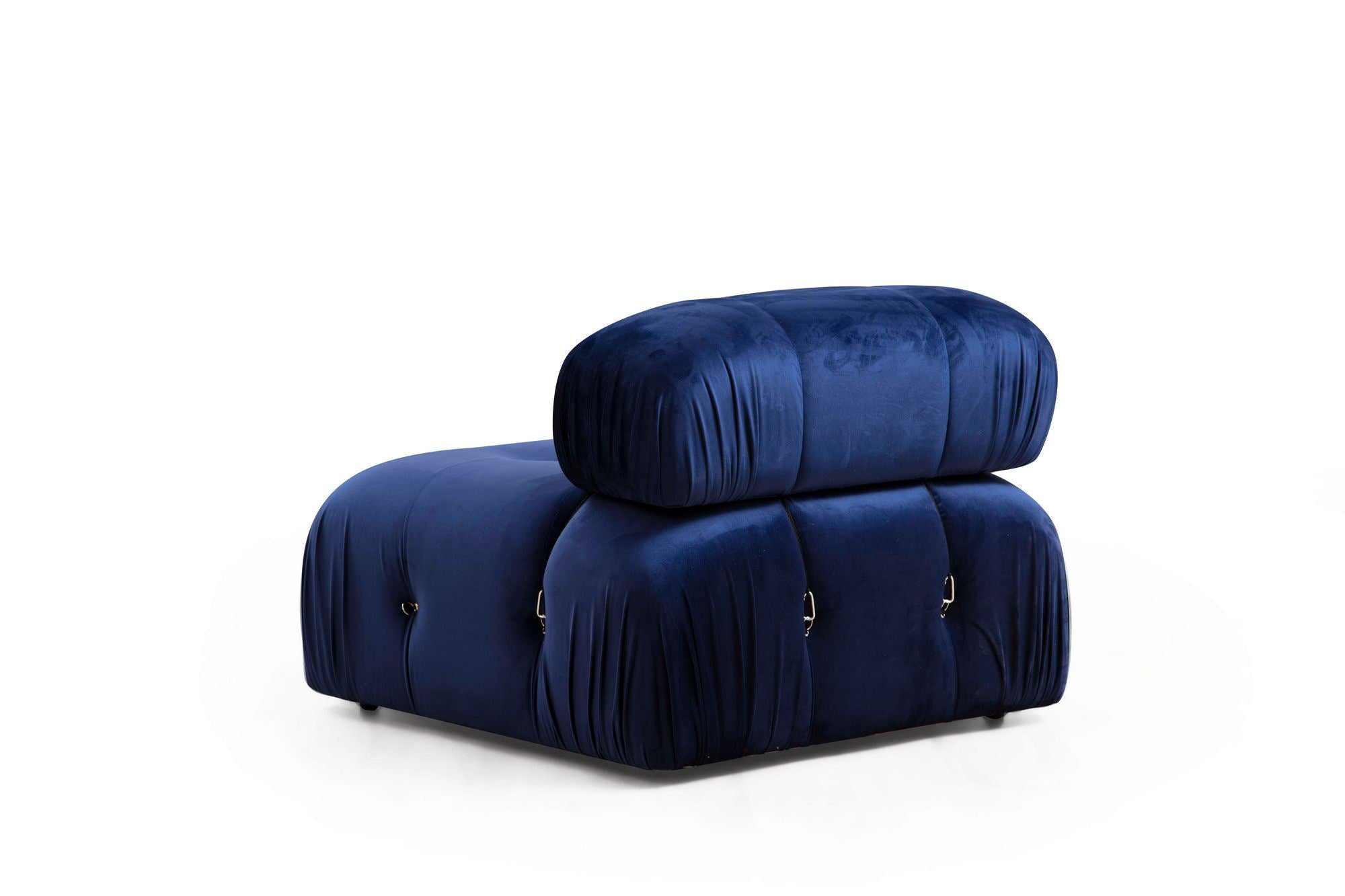 Bubble Velvet Blue L1-O1-1R-PUF in Samtblau präsentiert im Onlineshop von KAQTU Design AG. Ecksofa ist von Atelier Del Sofa