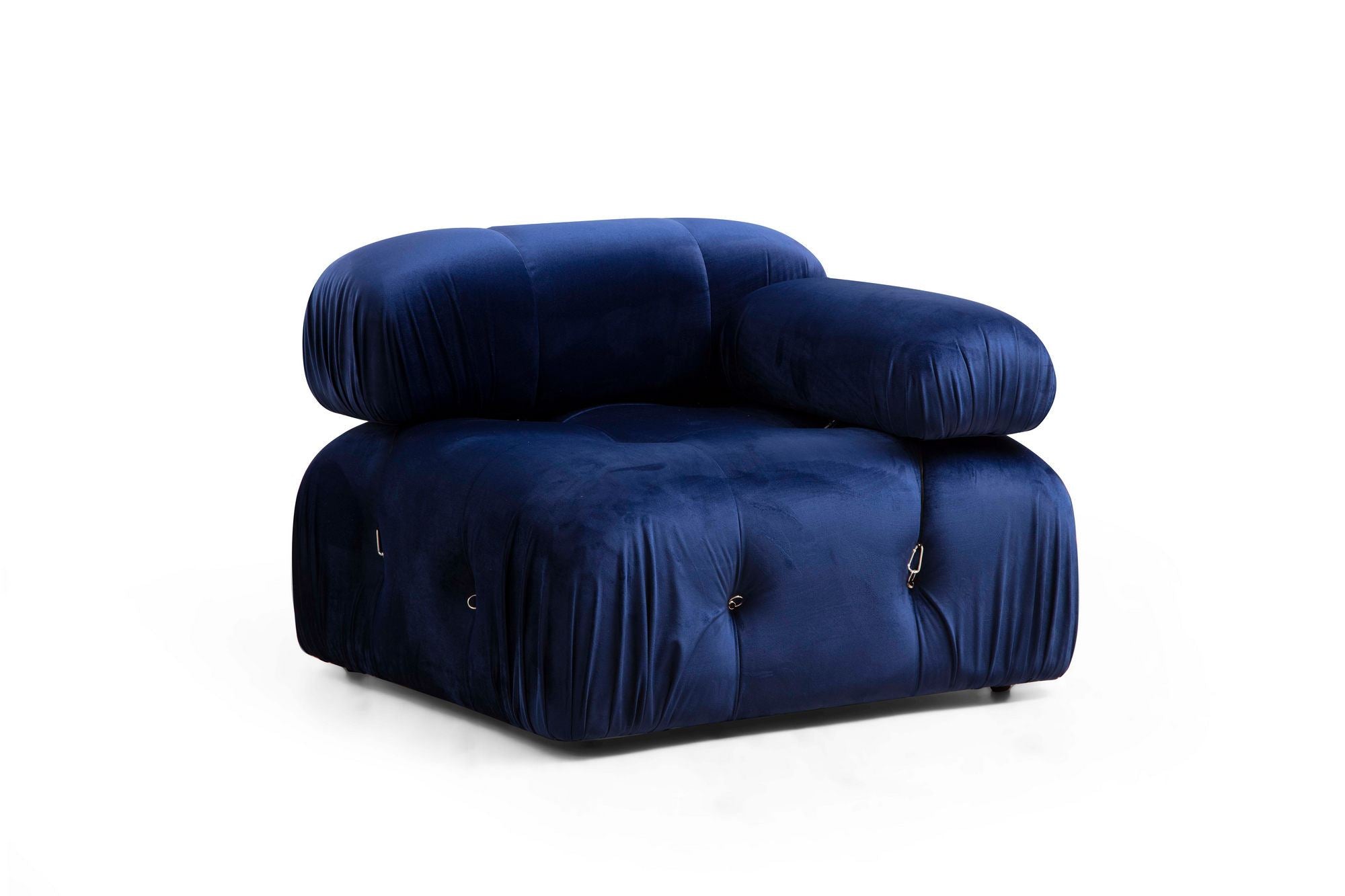 Bubble Velvet Blue L1-O1-1R-PUF in Samtblau präsentiert im Onlineshop von KAQTU Design AG. Ecksofa ist von Atelier Del Sofa