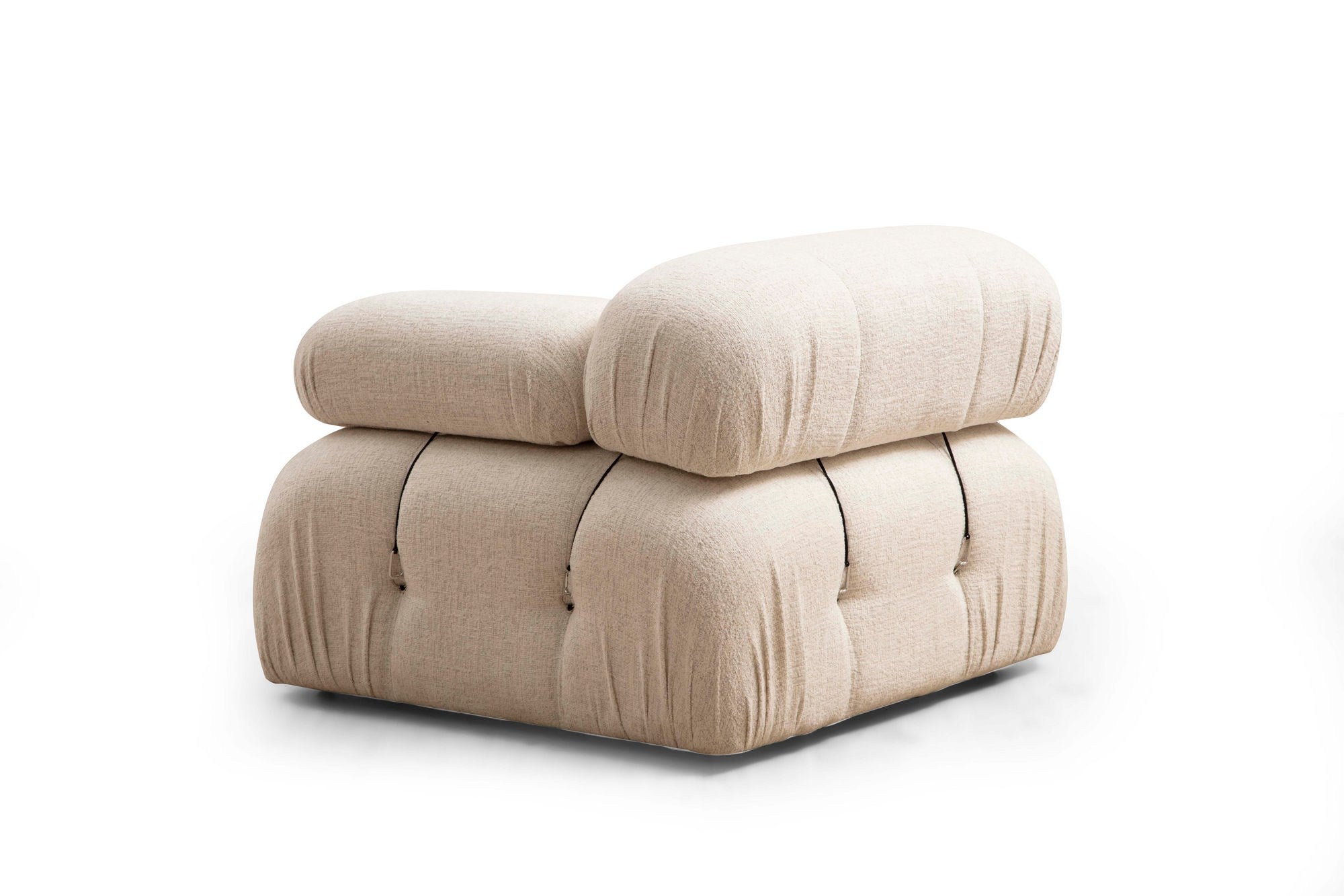 Bubble Cream Bouclette L1-O1-1R-PUF in Sahne präsentiert im Onlineshop von KAQTU Design AG. Ecksofa ist von Atelier Del Sofa