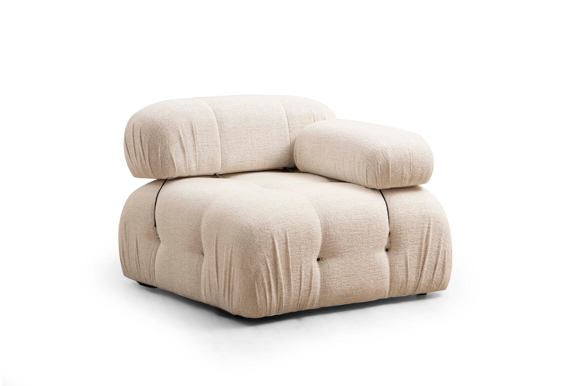 Bubble Cream Bouclette L1-O1-1R-PUF in Sahne präsentiert im Onlineshop von KAQTU Design AG. Ecksofa ist von Atelier Del Sofa