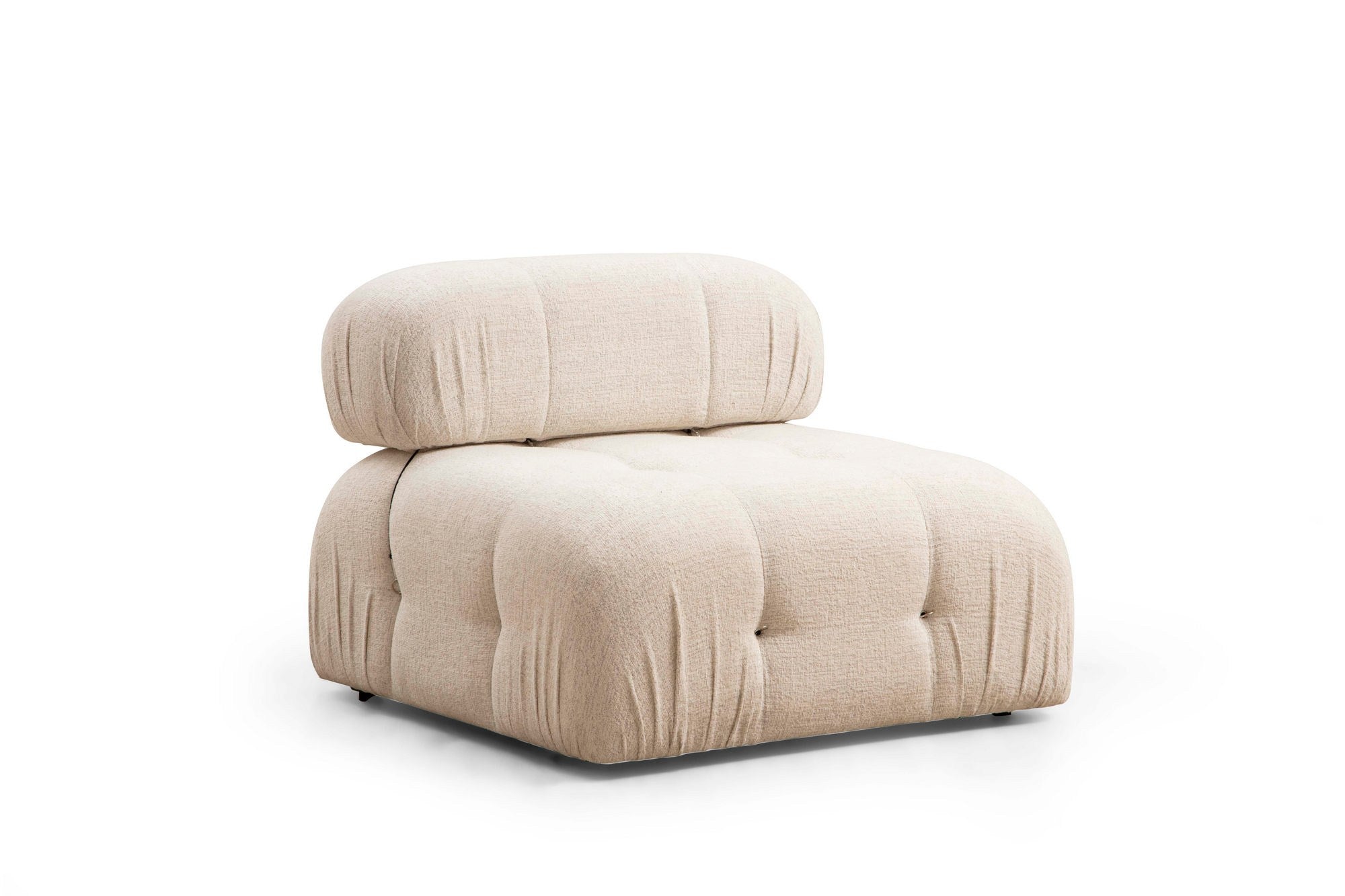 Bubble Cream Bouclette L1-O1-1R-PUF in Sahne präsentiert im Onlineshop von KAQTU Design AG. Ecksofa ist von Atelier Del Sofa