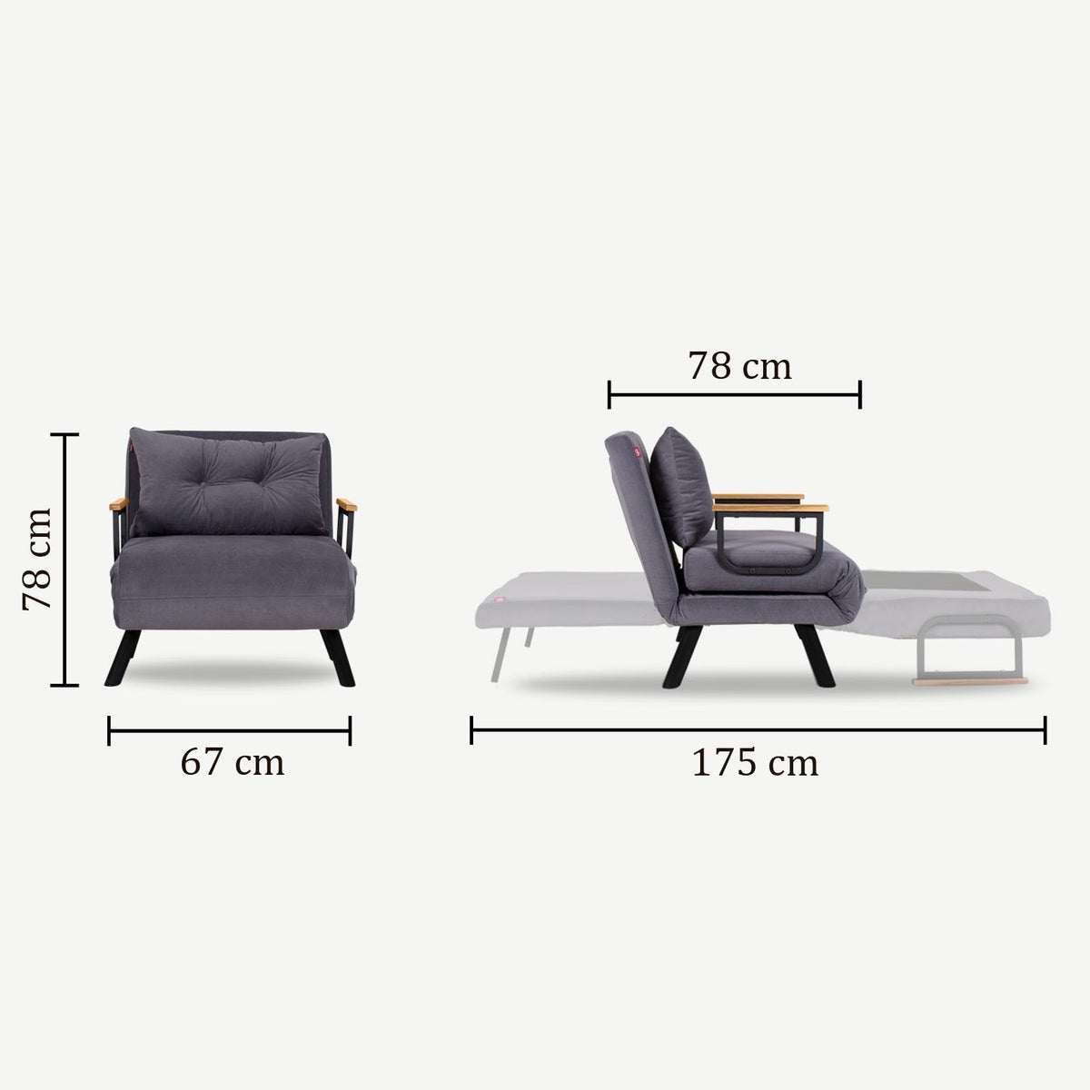 Sando Single Bettsofa - Grau in Grau präsentiert im Onlineshop von KAQTU Design AG. Bettsessel ist von Atelier Del Sofa