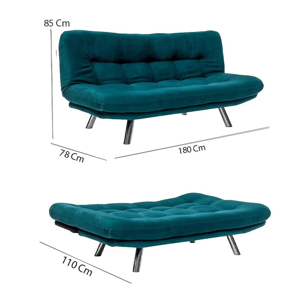 Misa Small Sofabed - Petrol Green in Petrolgrün präsentiert im Onlineshop von KAQTU Design AG. Bettsofa ist von Atelier Del Sofa