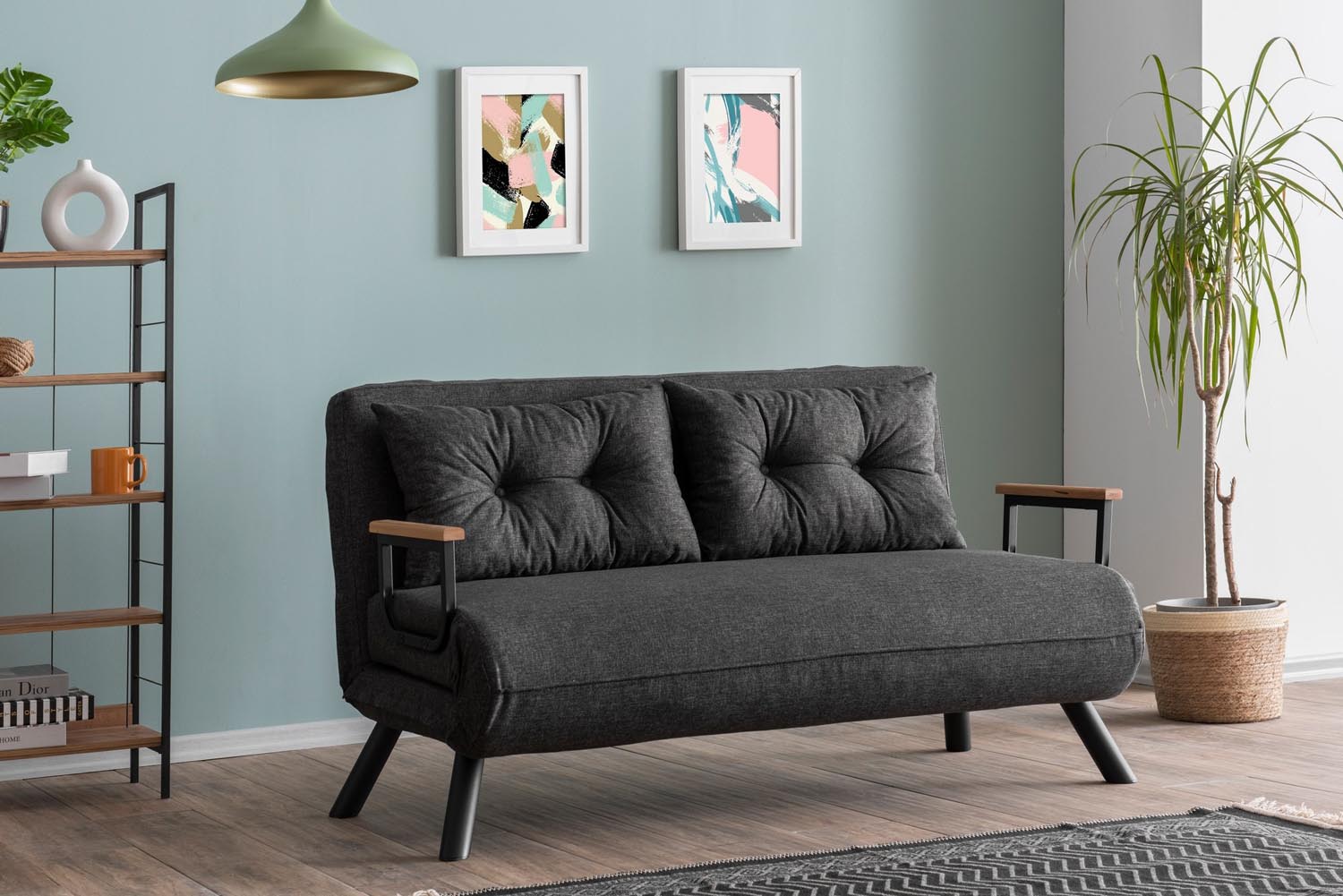 Sando 2-Seater - Dark Grey in Dunkelgrau präsentiert im Onlineshop von KAQTU Design AG. Bettsofa ist von Atelier Del Sofa