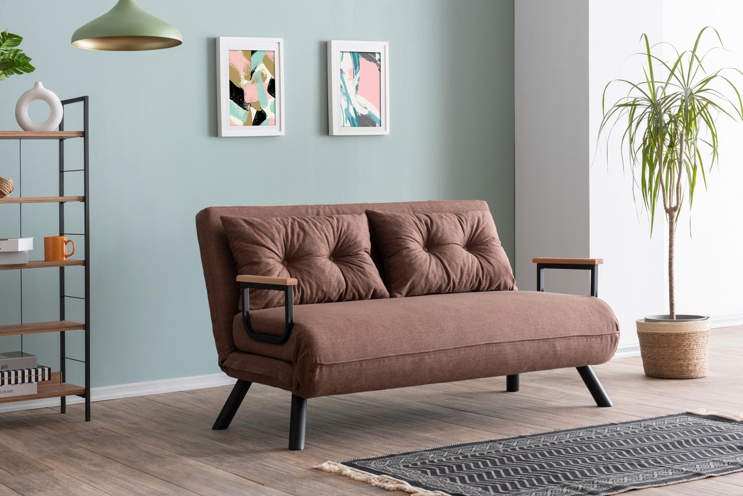 Sando 2-Seater - Light Brown in Hellbraun präsentiert im Onlineshop von KAQTU Design AG. Bettsofa ist von Atelier Del Sofa