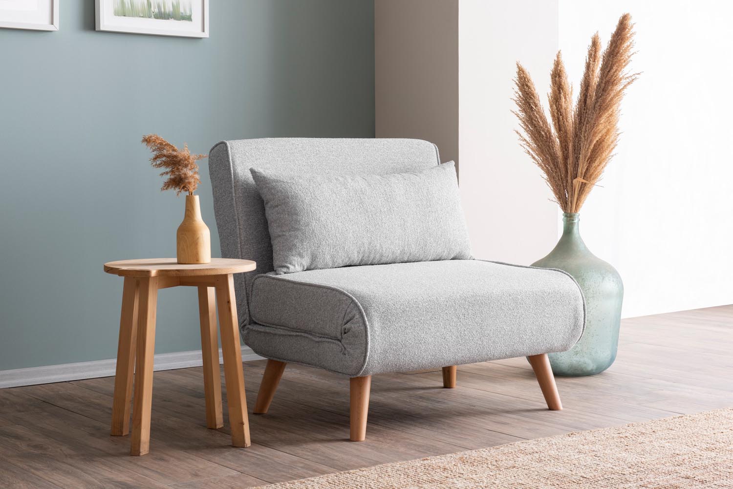 Folde Single - Teddy Fabric - Grey in Grau präsentiert im Onlineshop von KAQTU Design AG. Bettsofa ist von Atelier Del Sofa