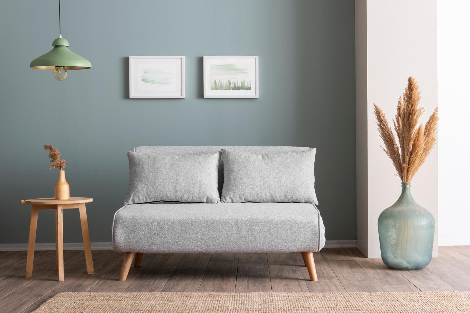 Folde 2-Seater - Teddy Fabric - Grey in Grau präsentiert im Onlineshop von KAQTU Design AG. Bettsofa ist von Atelier Del Sofa