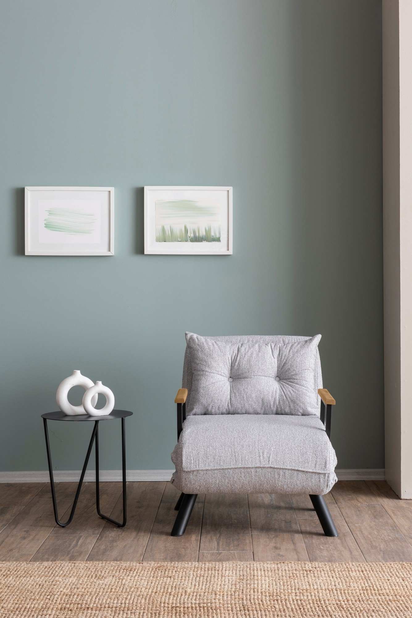 Sando Single - Teddy Fabric - Grey in Grau präsentiert im Onlineshop von KAQTU Design AG. Bettsofa ist von Atelier Del Sofa