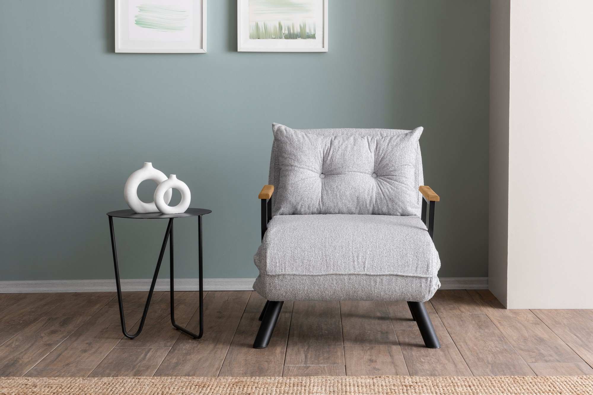 Sando Single - Teddy Fabric - Grey in Grau präsentiert im Onlineshop von KAQTU Design AG. Bettsofa ist von Atelier Del Sofa