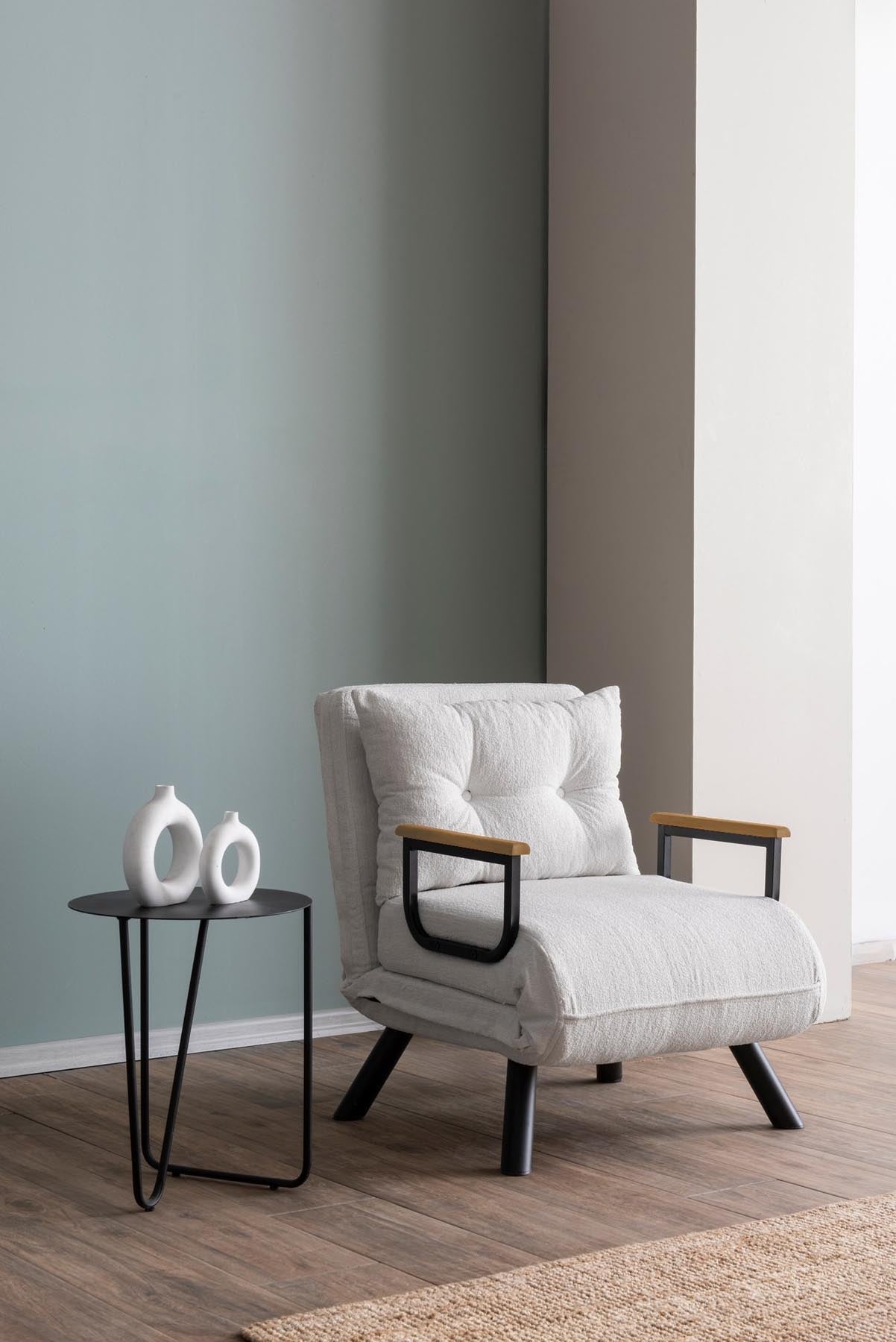 Sando Single - Teddy Fabric - White in Weiss präsentiert im Onlineshop von KAQTU Design AG. Bettsofa ist von Atelier Del Sofa