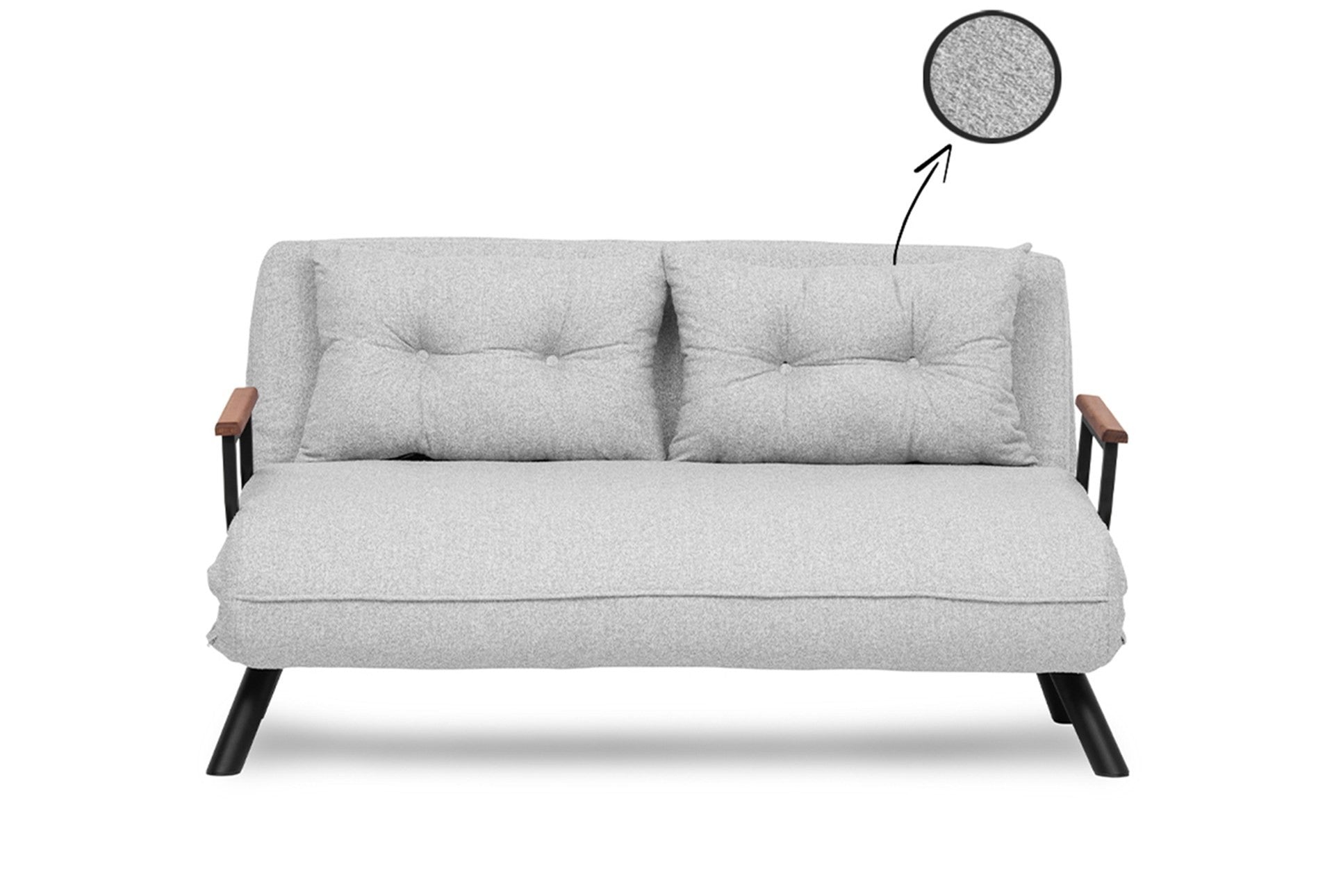 Sando 2-Seater - Teddy Fabric - Grey in Grau präsentiert im Onlineshop von KAQTU Design AG. Bettsofa ist von Atelier Del Sofa